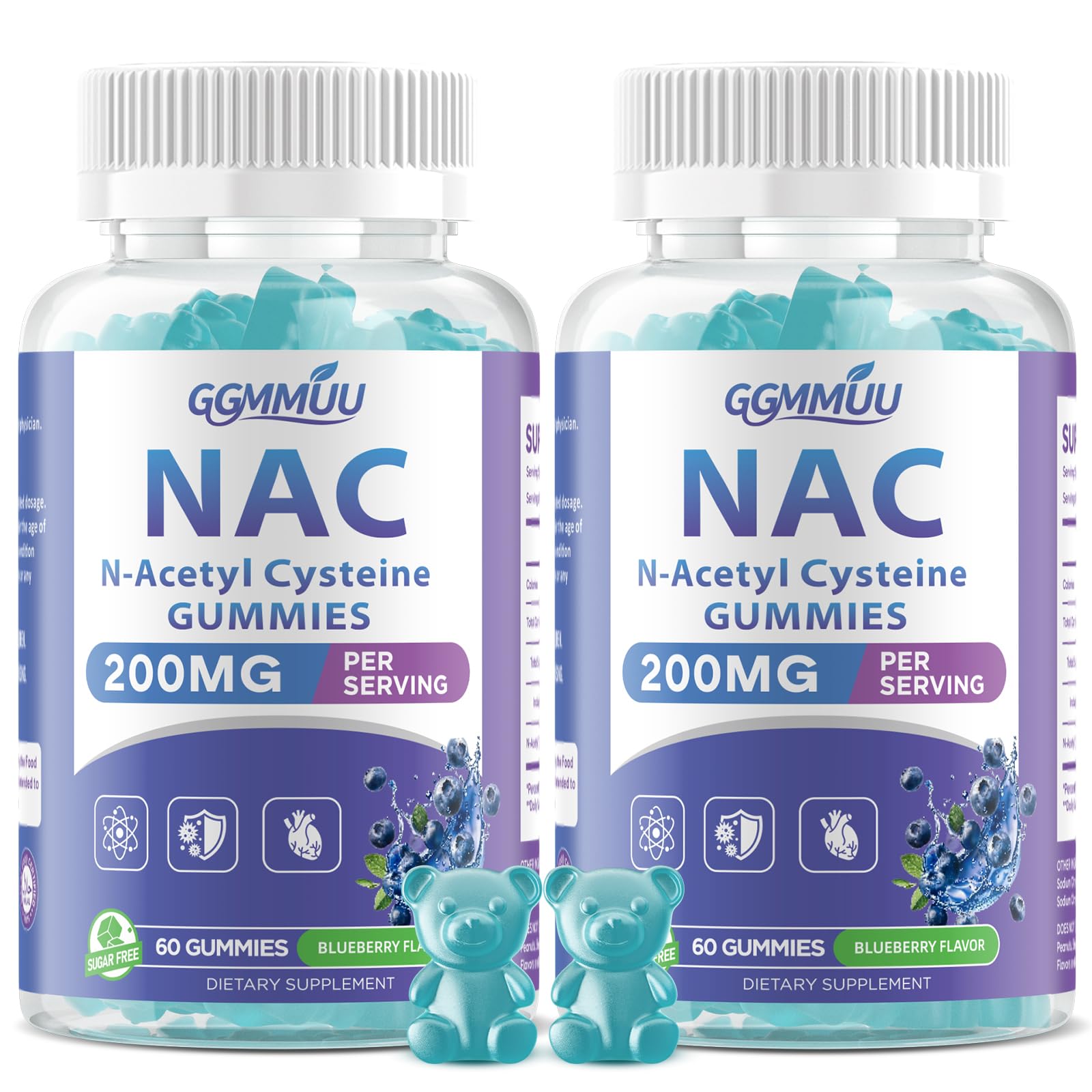 GGMMUU NAC Gummies N-Acetyl Cysteine 200mg, 120 Gummies