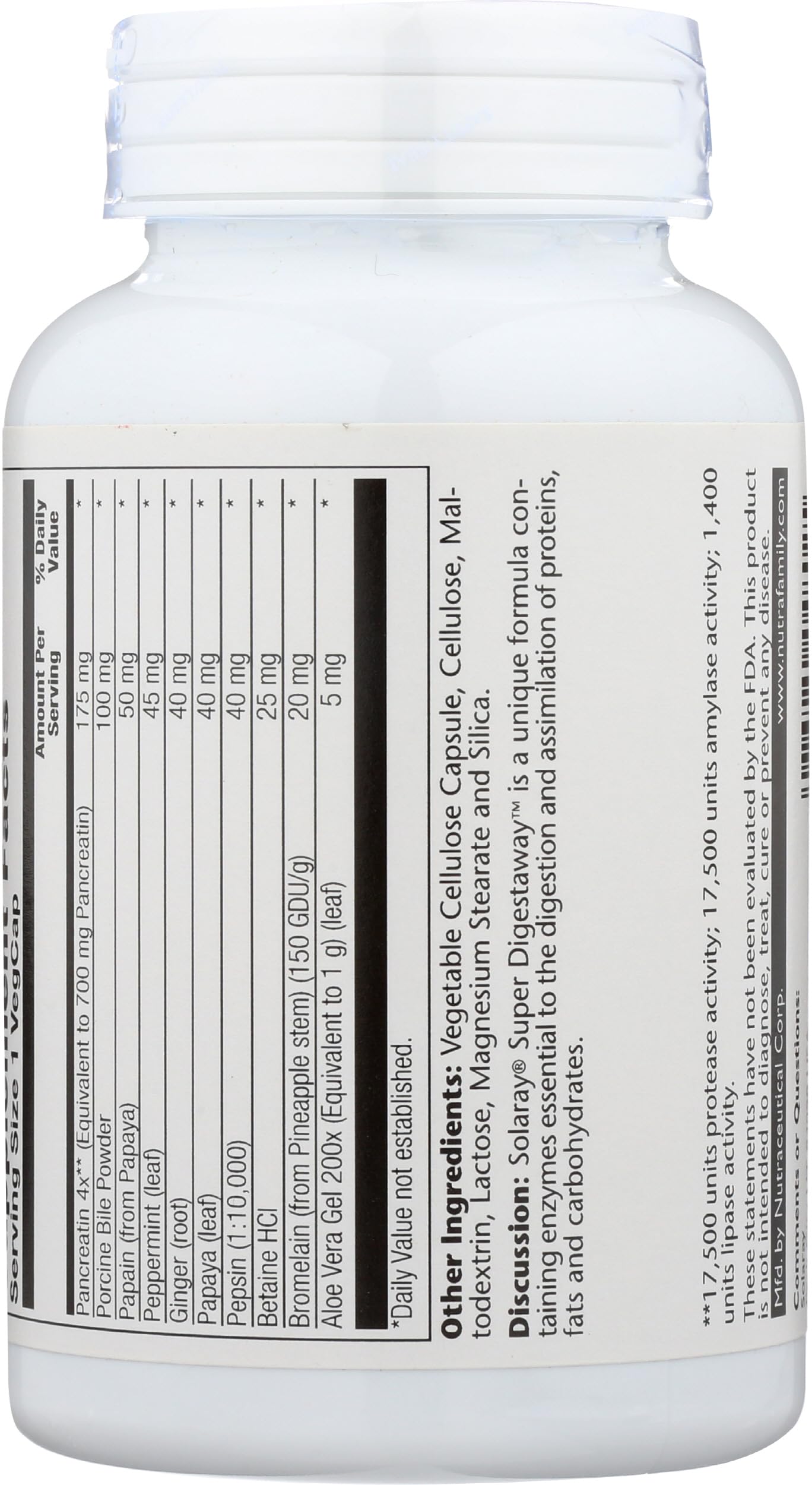 SOLARAY Super Digestaway Digestive Enzymes Capsules, 180