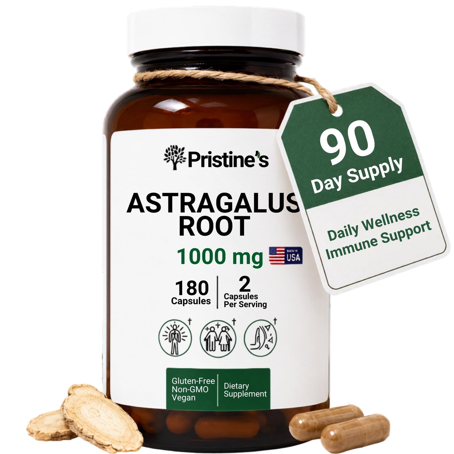 PRISTINE'S Astragalus Root Supplement Capsule 180 Count
