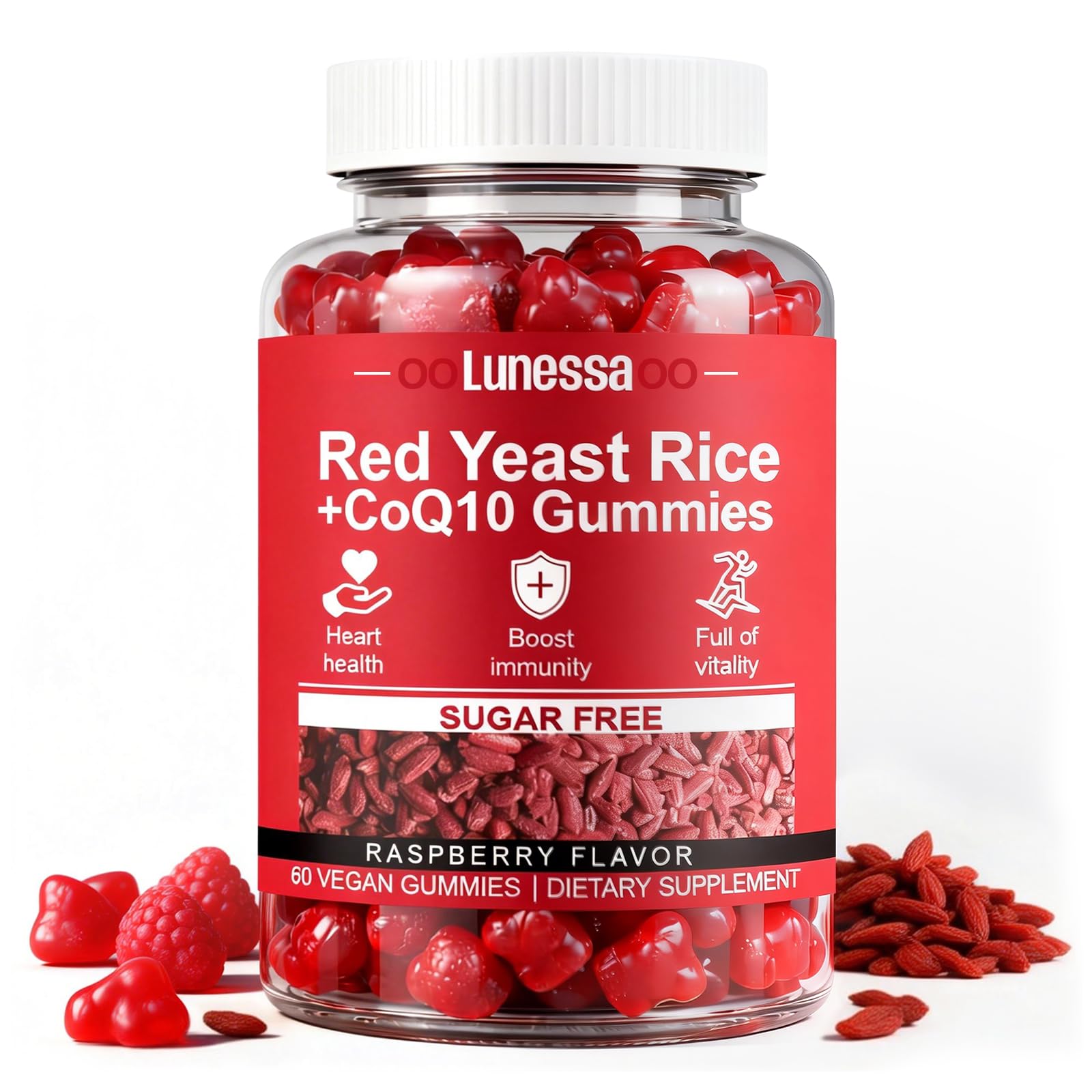 Plaxssuss Lunessa Red Yeast Rice and CoQ10 Gummies, 60 Count