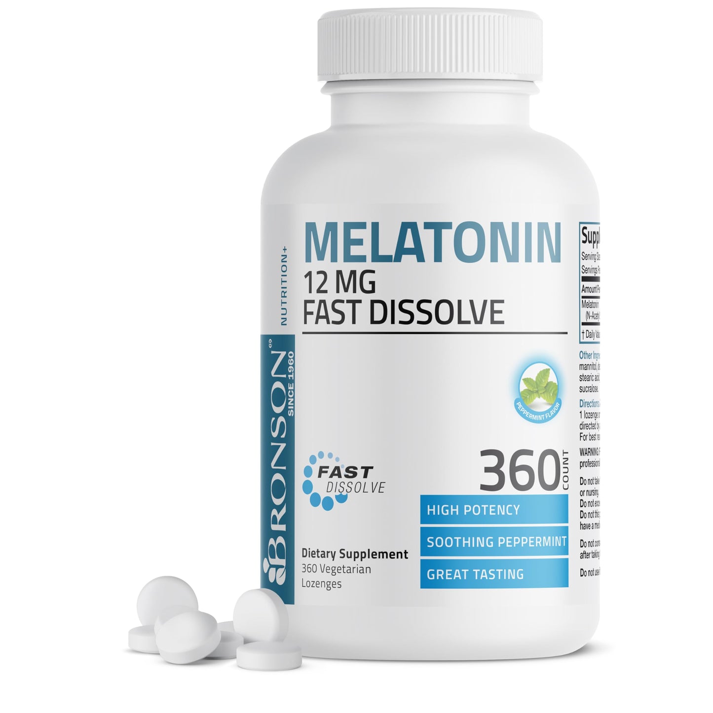 Bronson Melatonin 12 mg Fast Dissolve Sleep Support, 360 Tablets