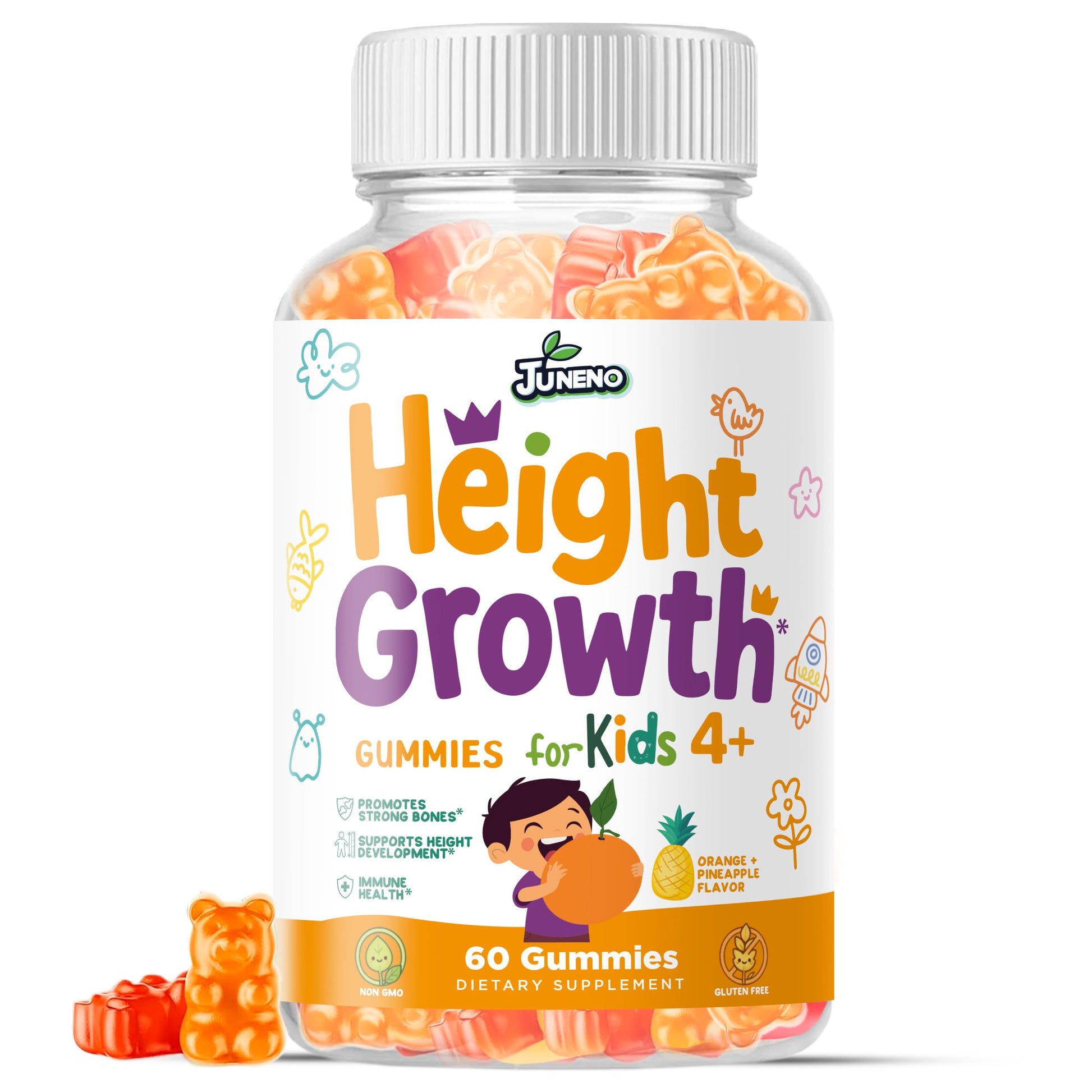 Juneno Height Growth Vitamins Gummies, 60 Count