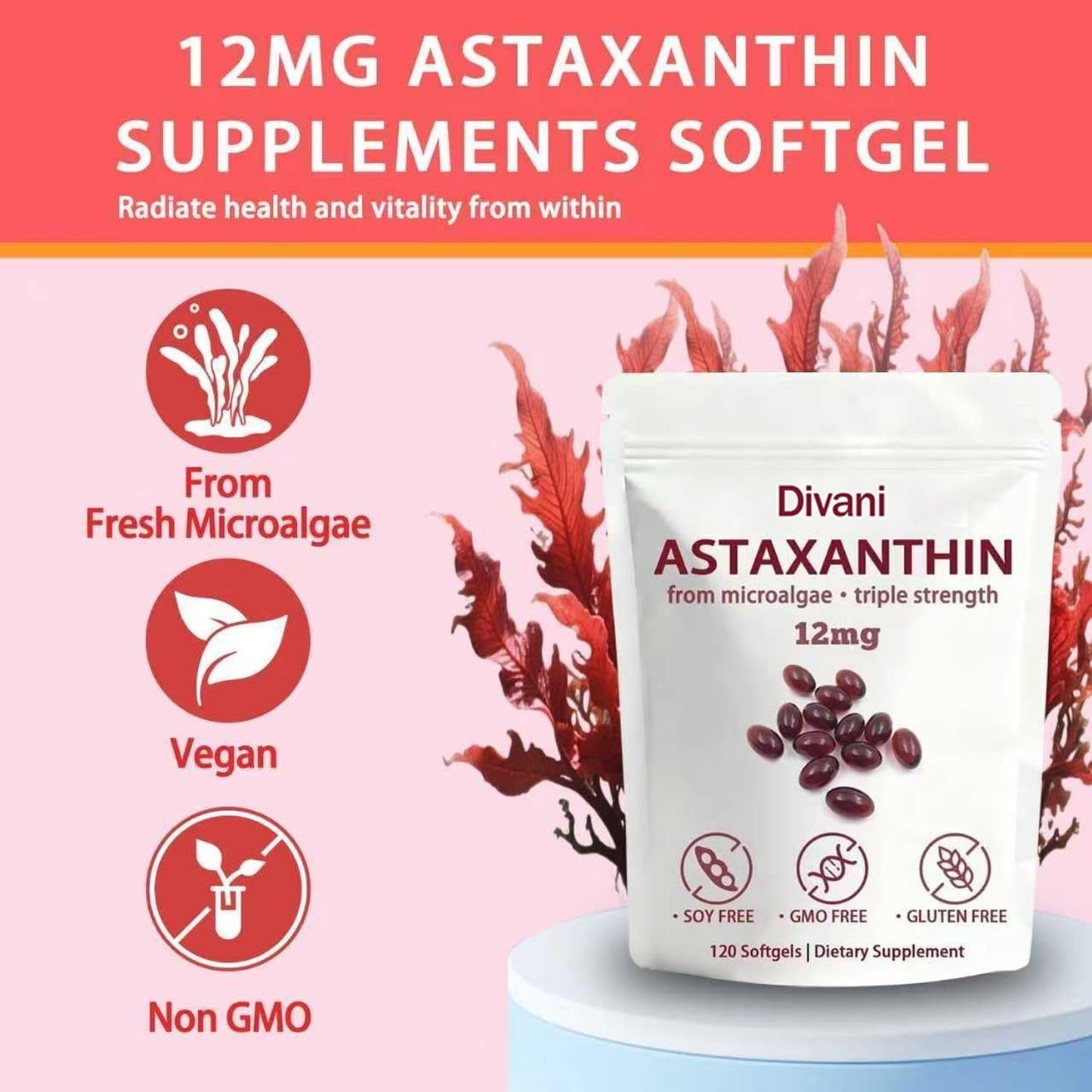Cyano Divani Astaxanthin 12mg Softgels, 120 Count
