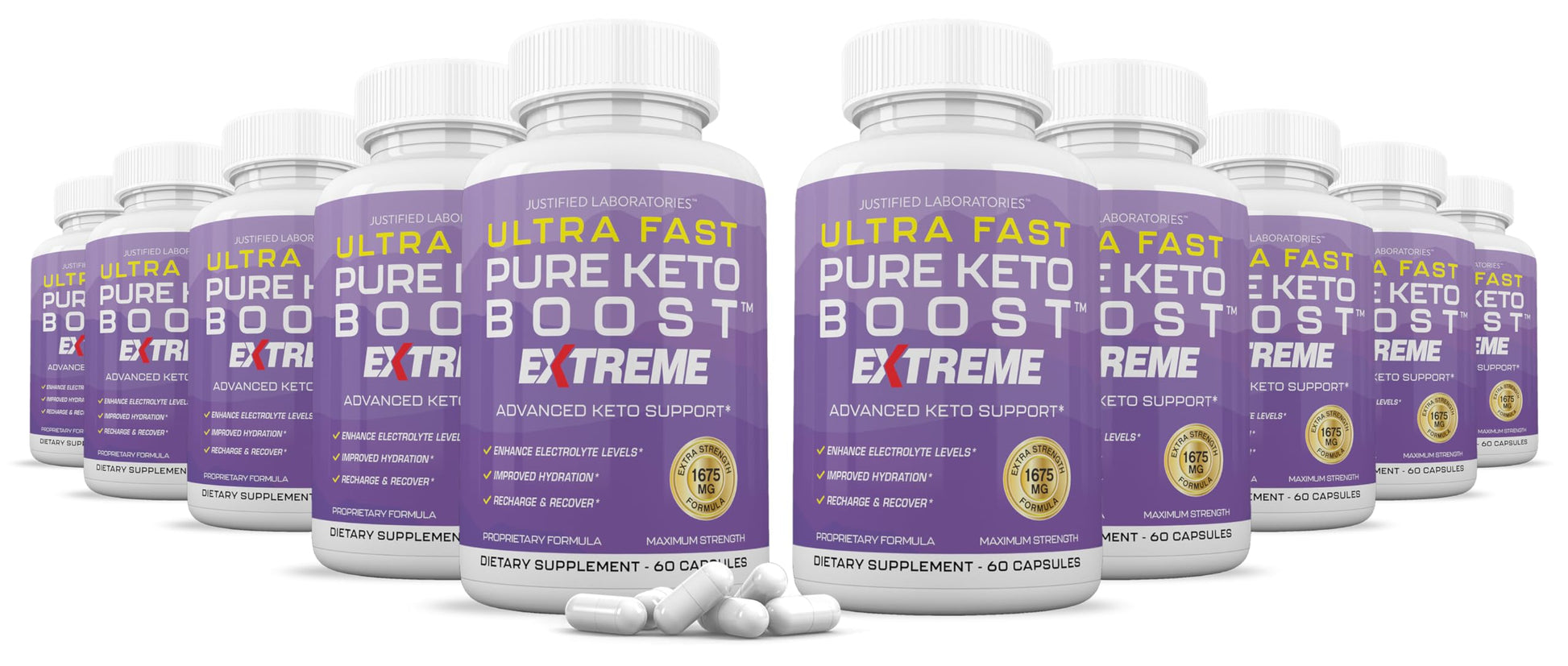 Justified Laboratories Ultra Fast Pure Keto Boost Extreme Keto Pills 1675MG 600 Capsules