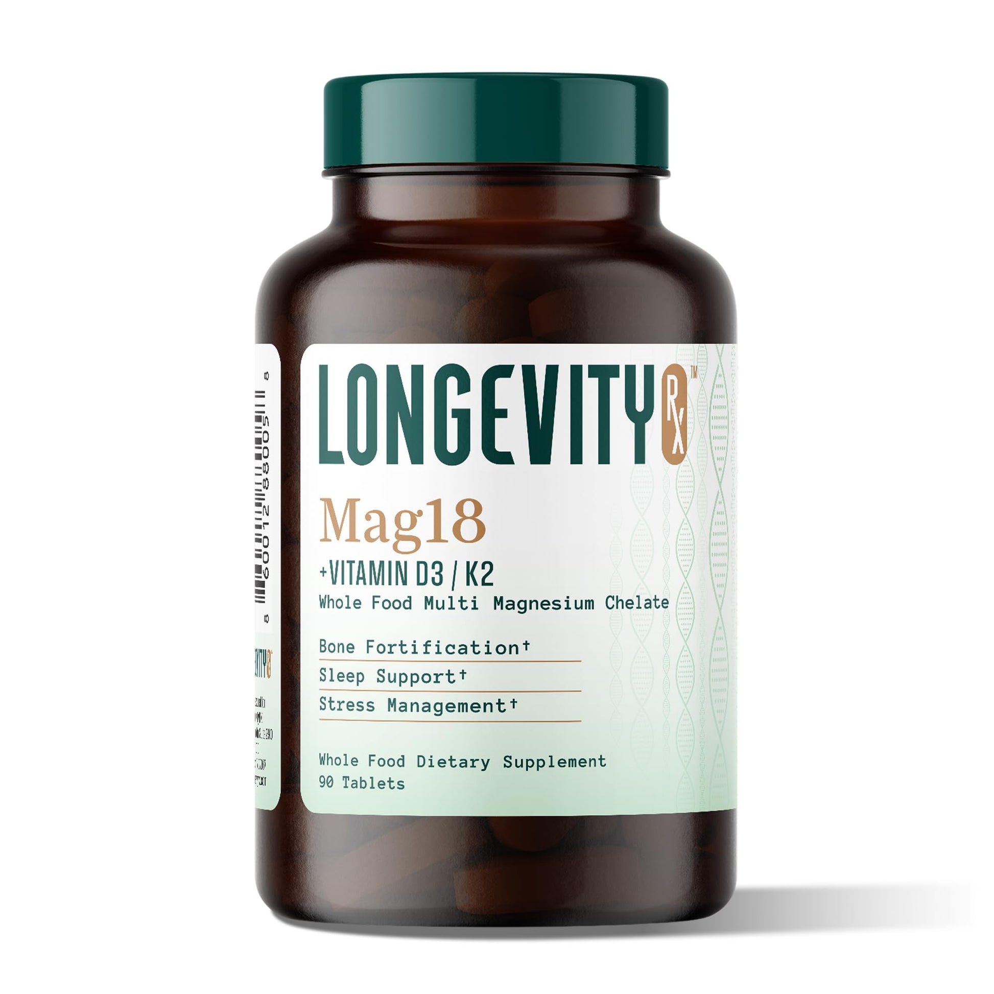 Longevity Rx Mag18 Peptide-Bound Magnesium Complex with D3 & K2, Capsule, 90 Count