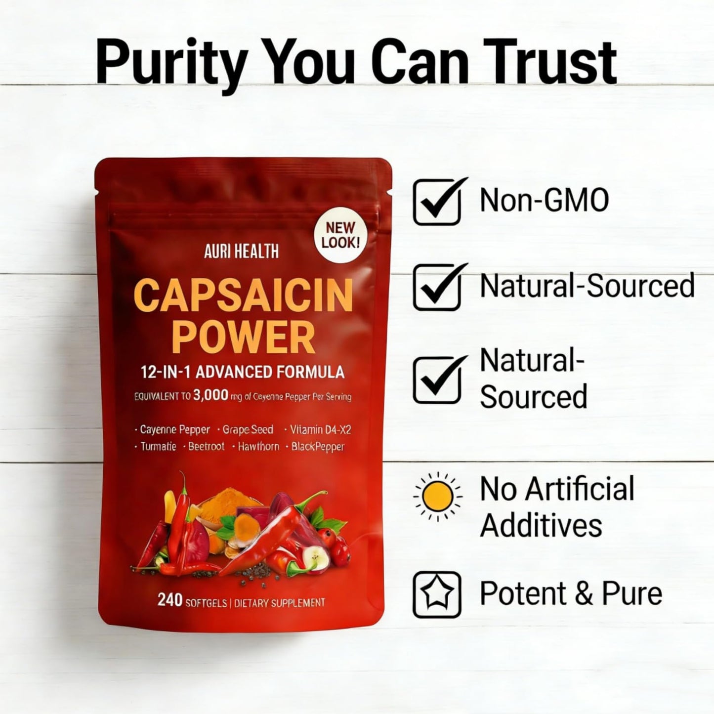 Auri Health Cayenne Pepper Softgels, 300 Count
