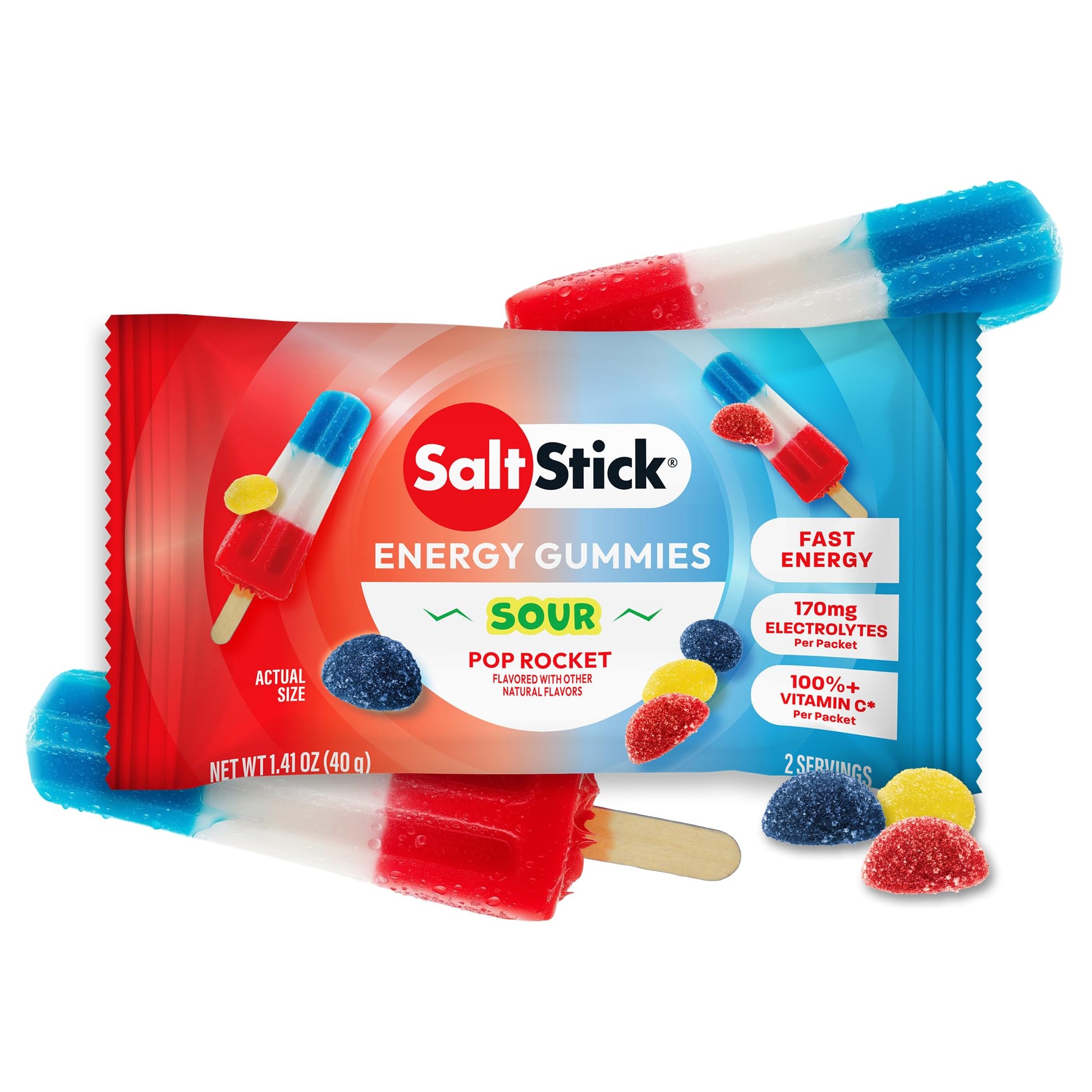 SaltStick Energy Sour Pop Rocket, 80 Gummies