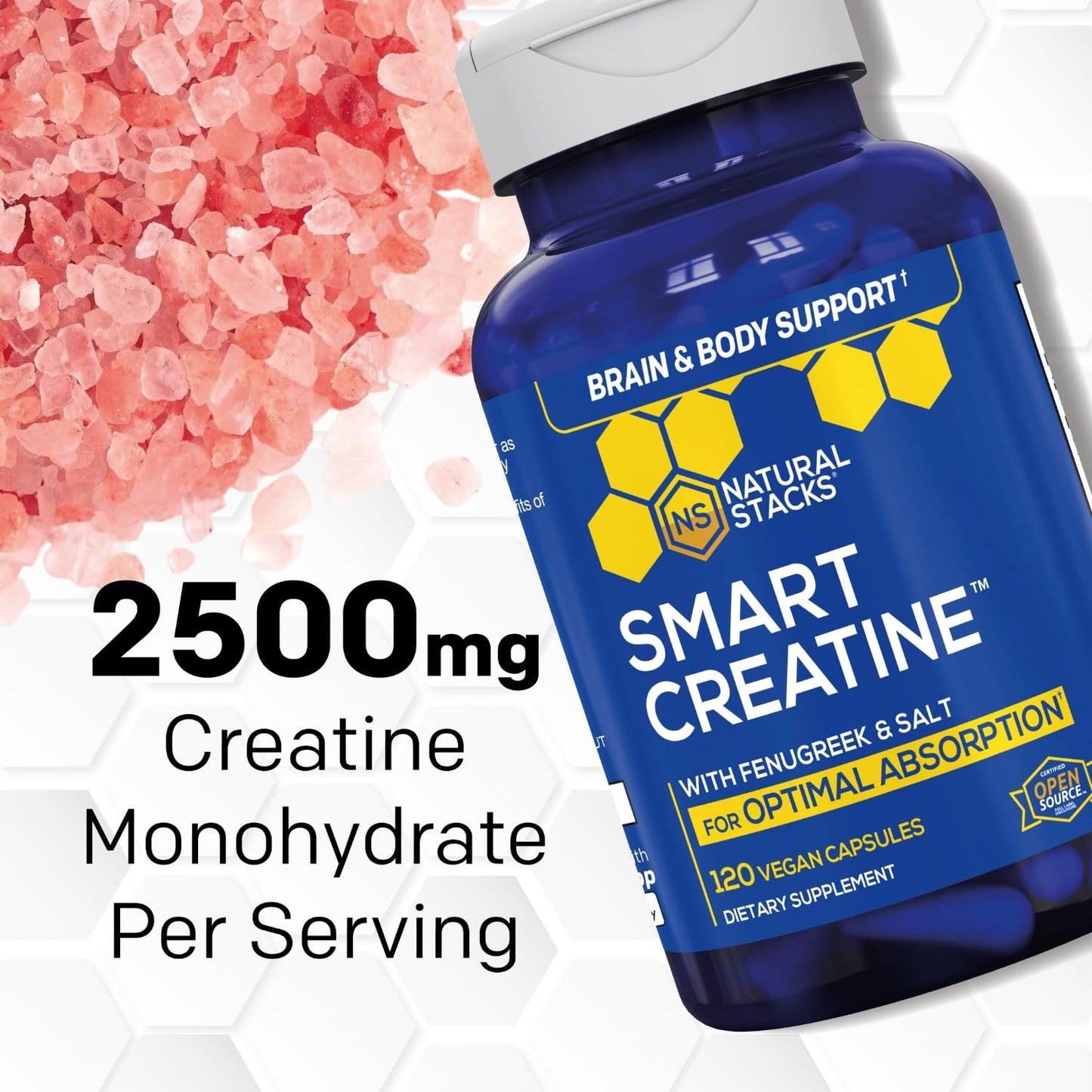NATURAL STACKS Creatine Monohydrate 2500mg 120 Capsules