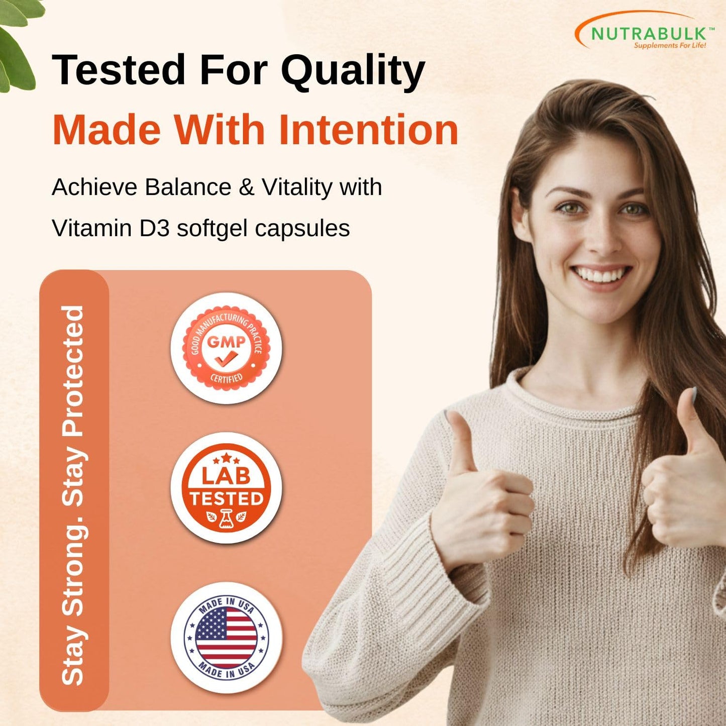 NutraBulk Vitamin D3 2500 IU Capsule, 250 Count