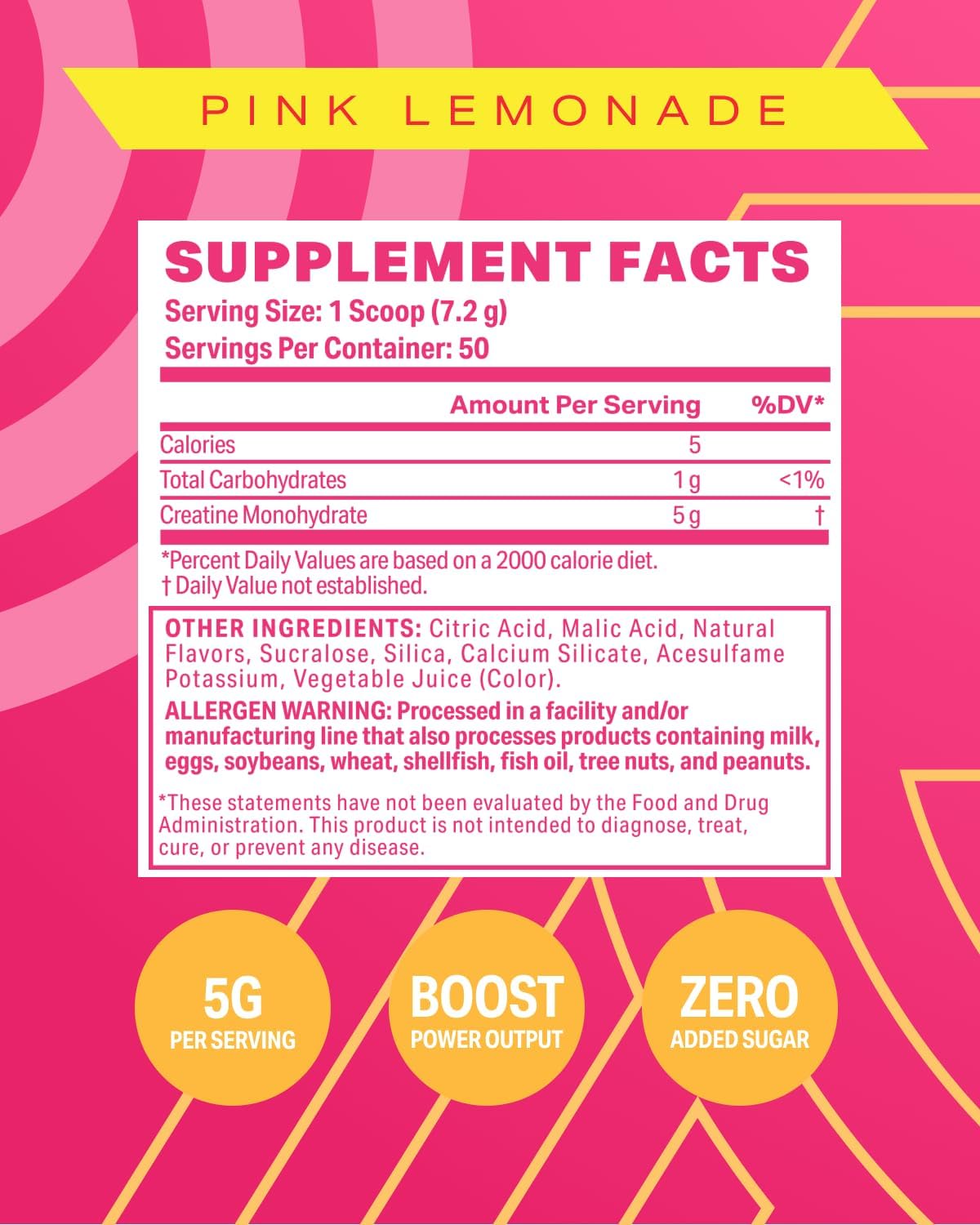 Podium Nutrition Solos Creatine Monohydrate Powder Pink Lemonade 12.7 oz