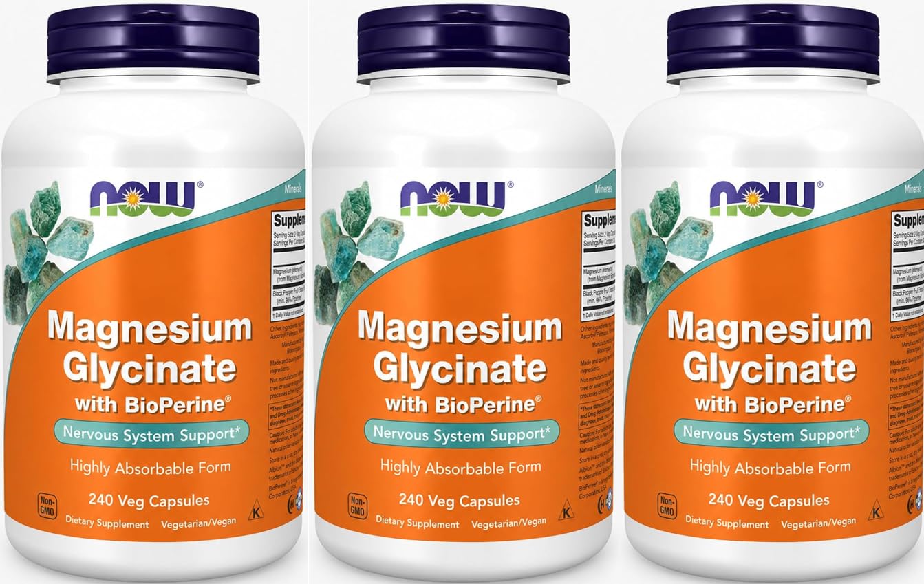 NOW Foods Magnesium Glycinate with BioPerine Veg Capsules, 720 Capsules