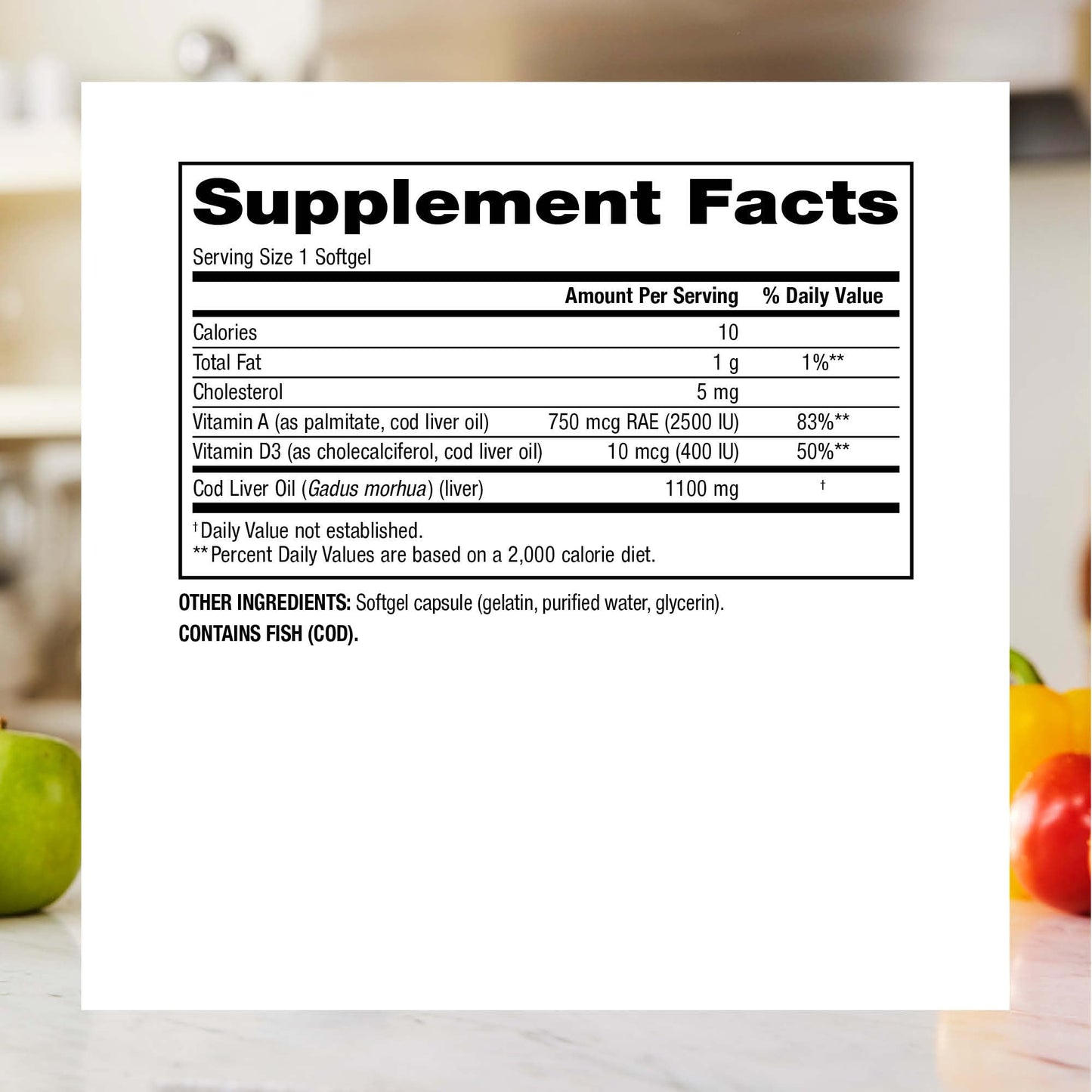 Webber Naturals Cod Liver Oil Softgels 1100 mg, Vitamins A & D, 180 Count