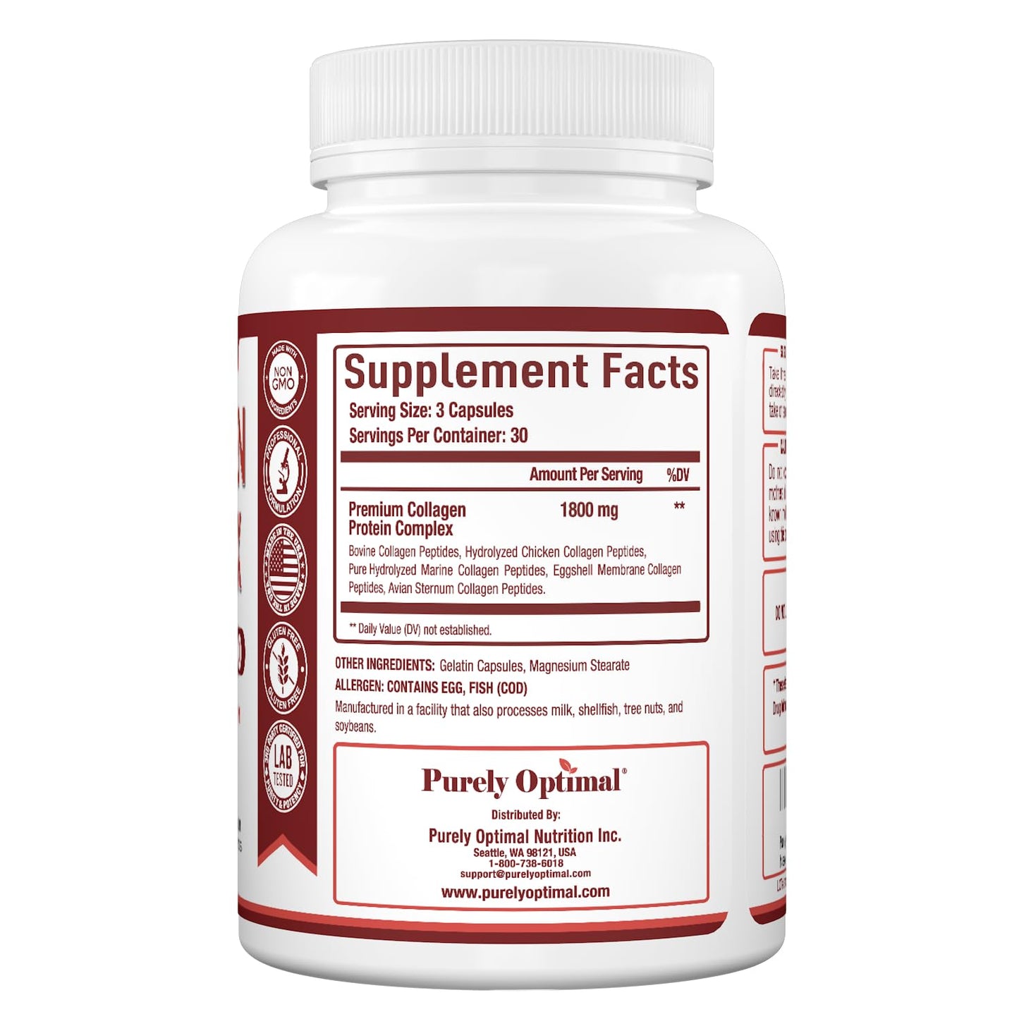 Purely Optimal Premium Multi Collagen Peptides Capsules, 90 Capsules