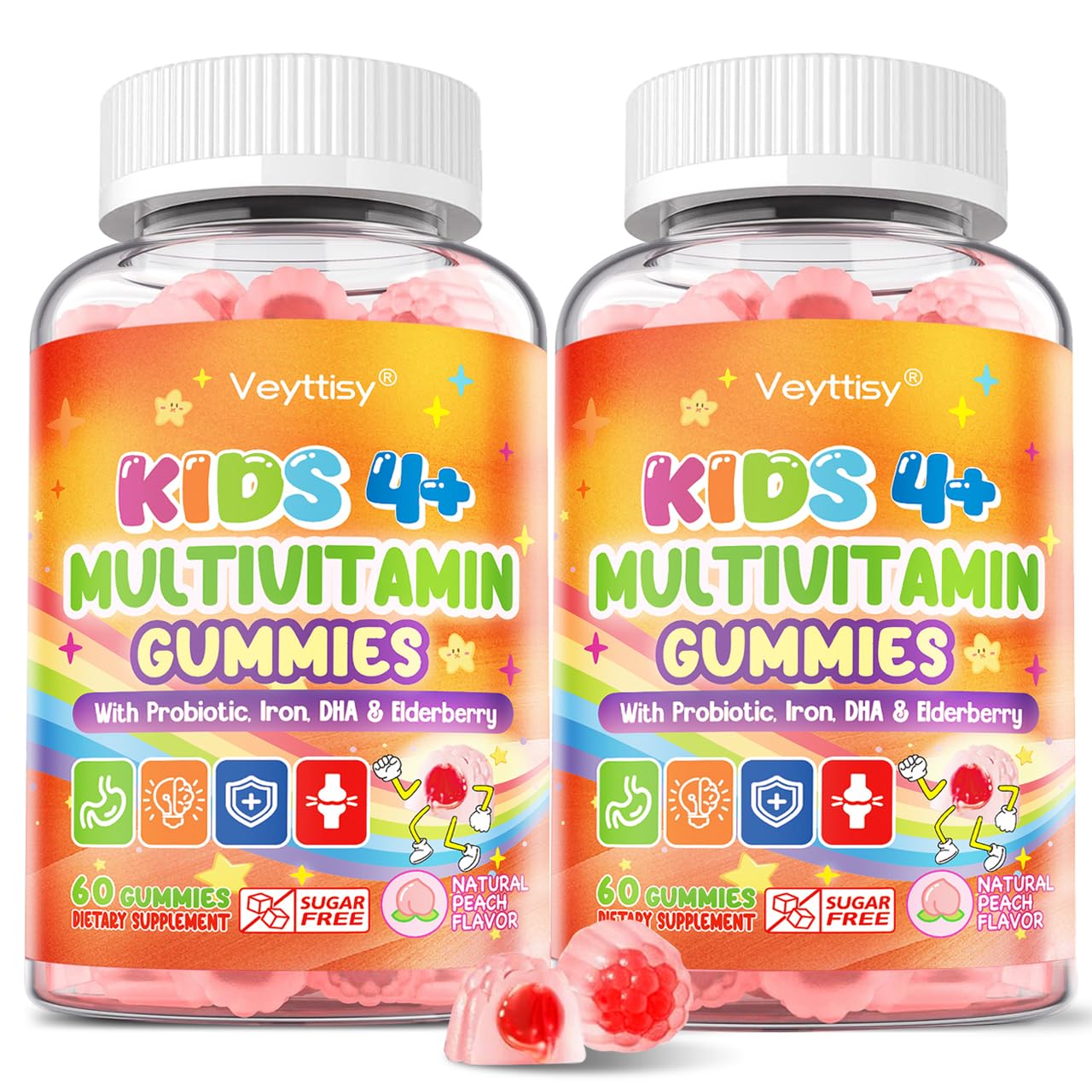 Veyttisy Sugar Free Kids Multivitamin Gummies, 120 Gummies