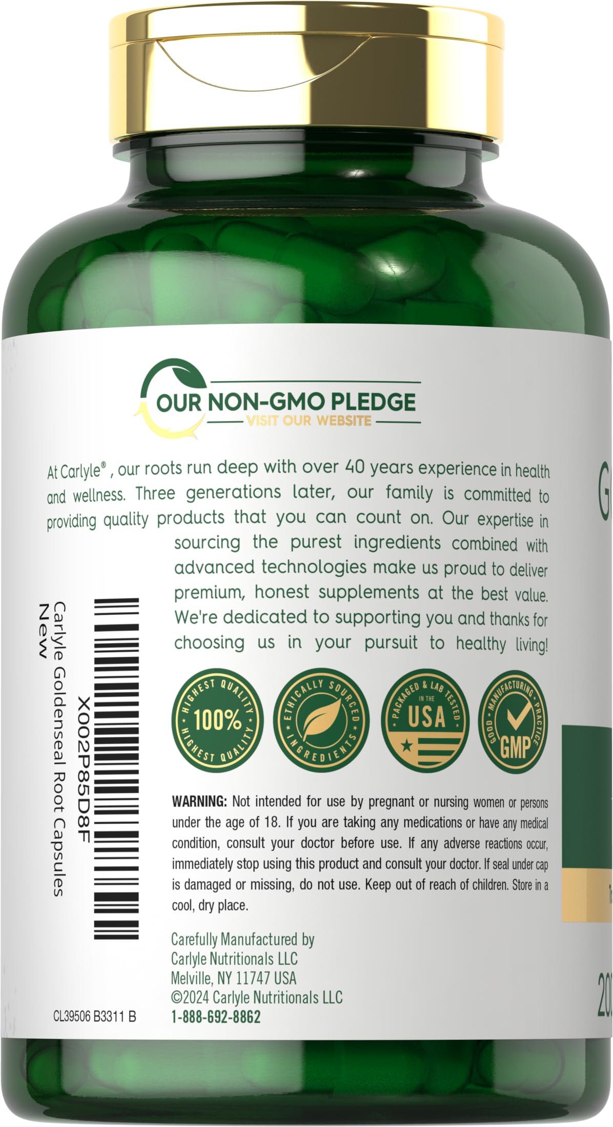 Carlyle Goldenseal Root Capsules 200