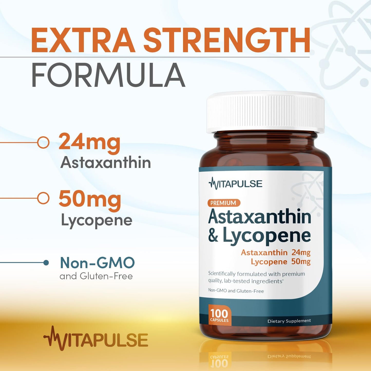 VitaPulse Astaxanthin 24mg with Lycopene 50mg Capsules, 180 Count