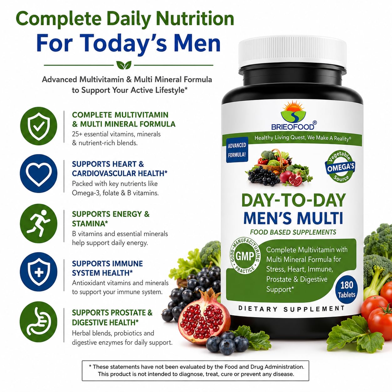 Brieofood BRIOFOOD Day-to-Day Men's Multi 180 Tablets
