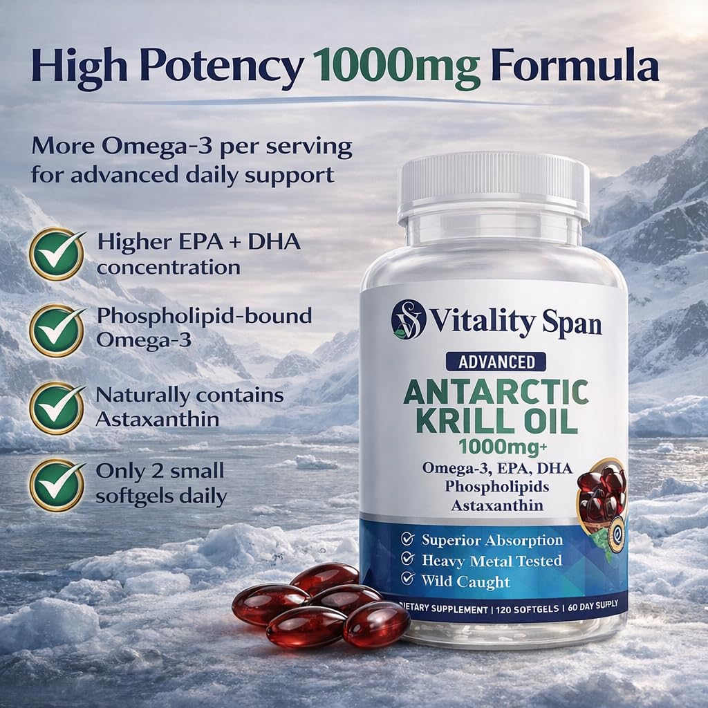 Vitality Span Krill Oil 1000mg Softgels 120 Count