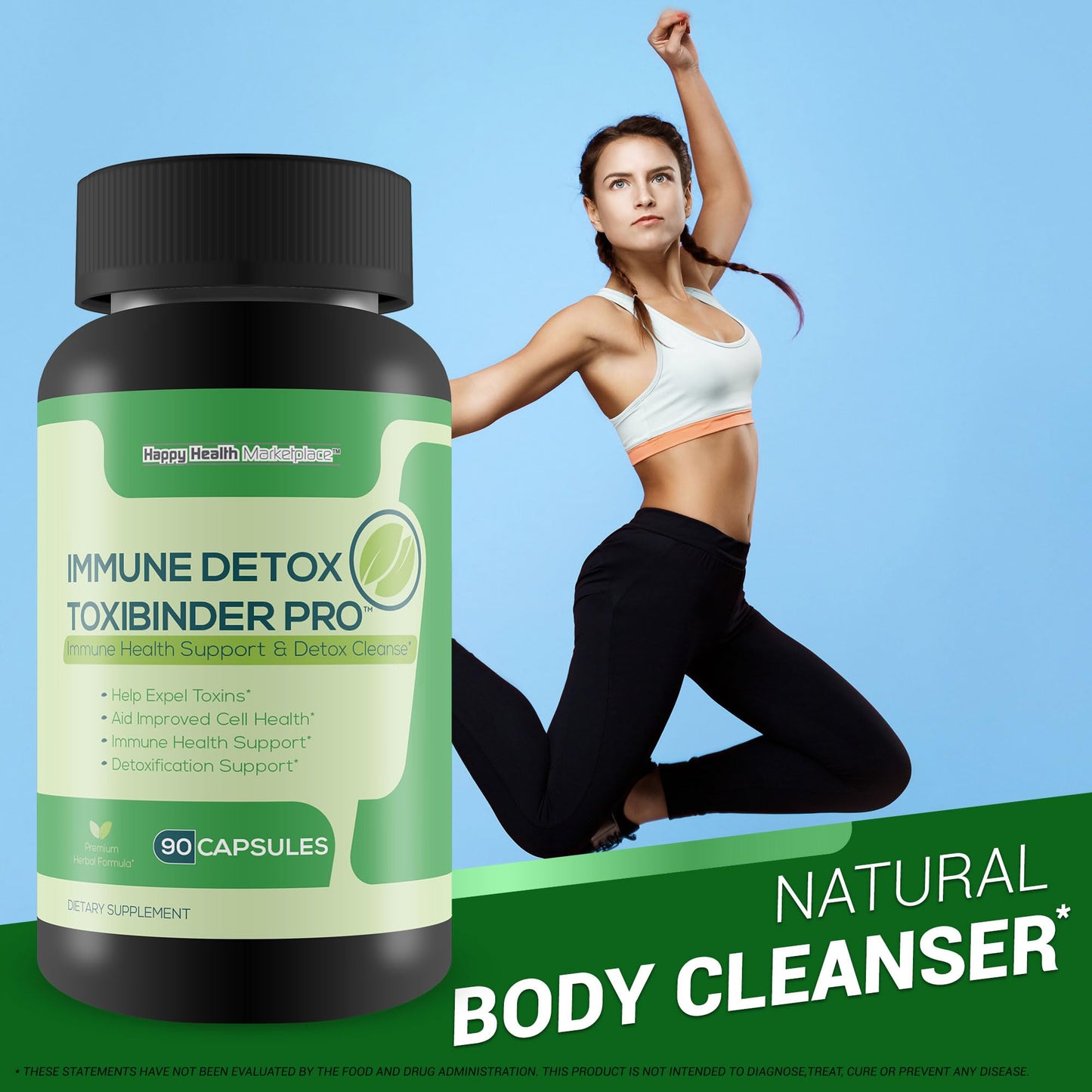 Happy Health Marketplace Immune Detox Toxibinder Pro - Detox & Immune Support Supplement - Full Body Cleanse Support Capsule, 1 Count