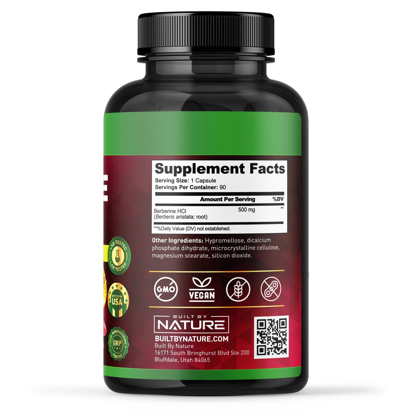 Built by Nature Berberine HCl 500mg Supplement Capsule, 90 Capsules