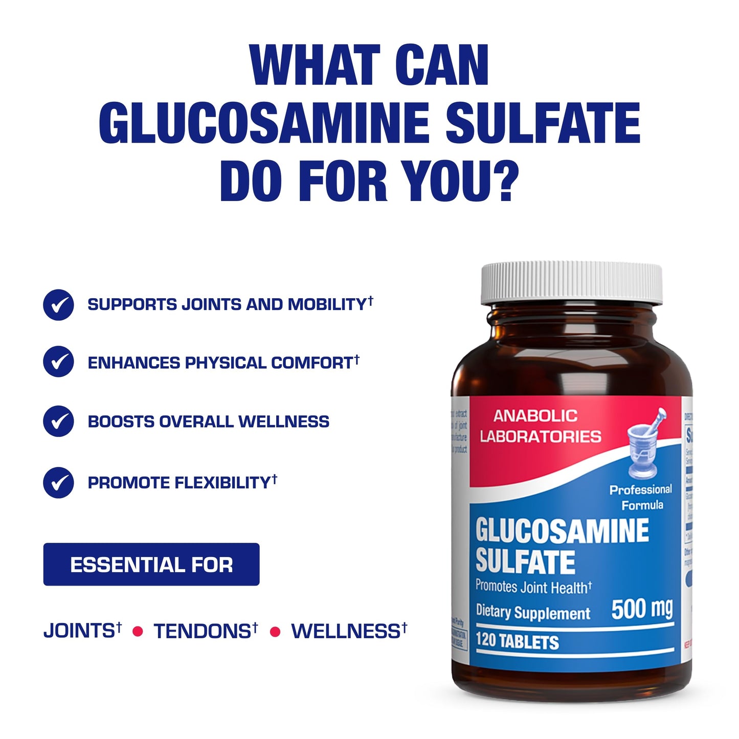 Anabolic Laboratories Glucosamine Sulfate Joint Health Supplement Tablets 120 Tablets