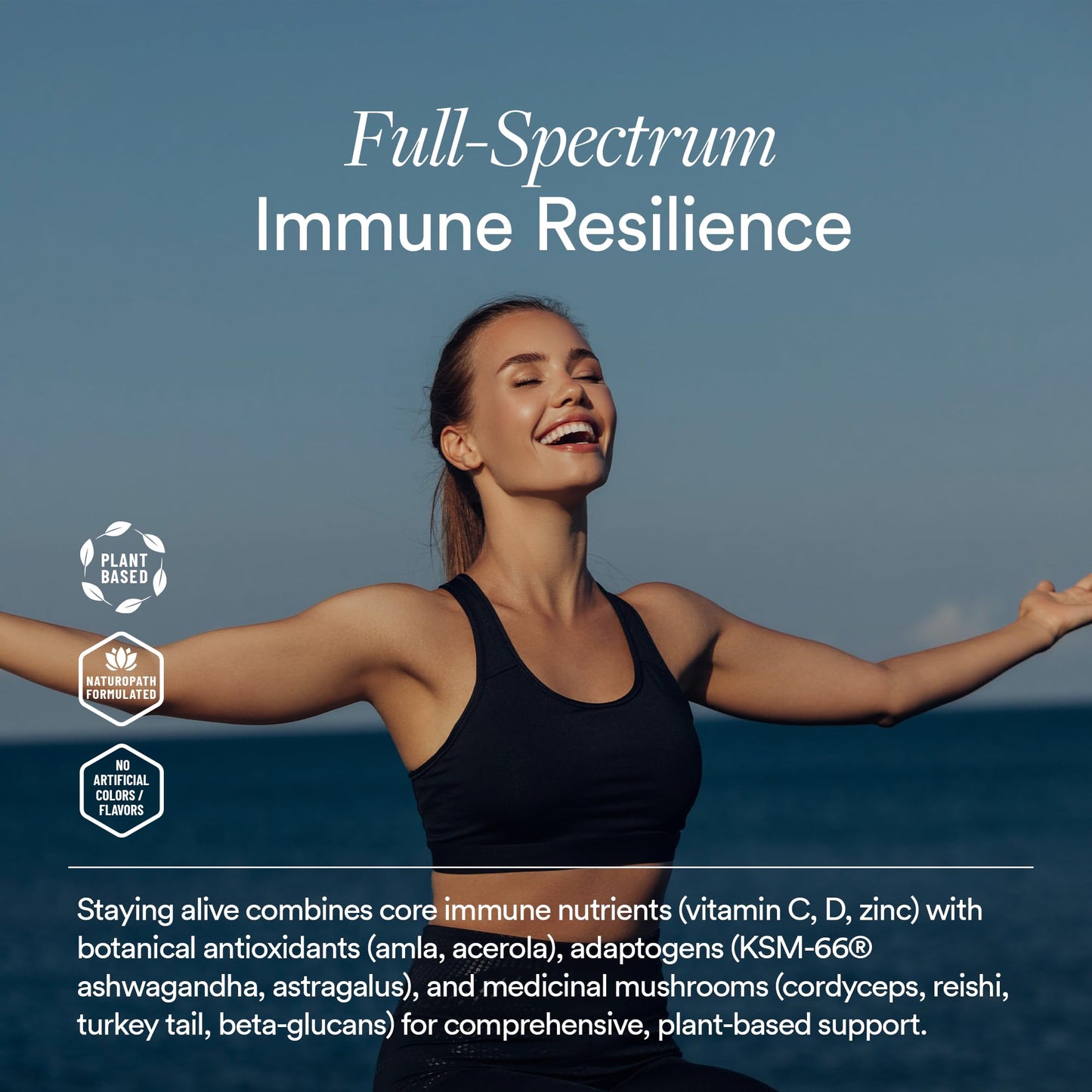 Nature Generation USDA Organic Immune Support Supplement with Vitamin D3, Vitamin C and Zinc – Plant-Based Immunity Support with Ashwagandha, Astragalus, Turkey Tail and Reishi Mushroom, 60 Capsules