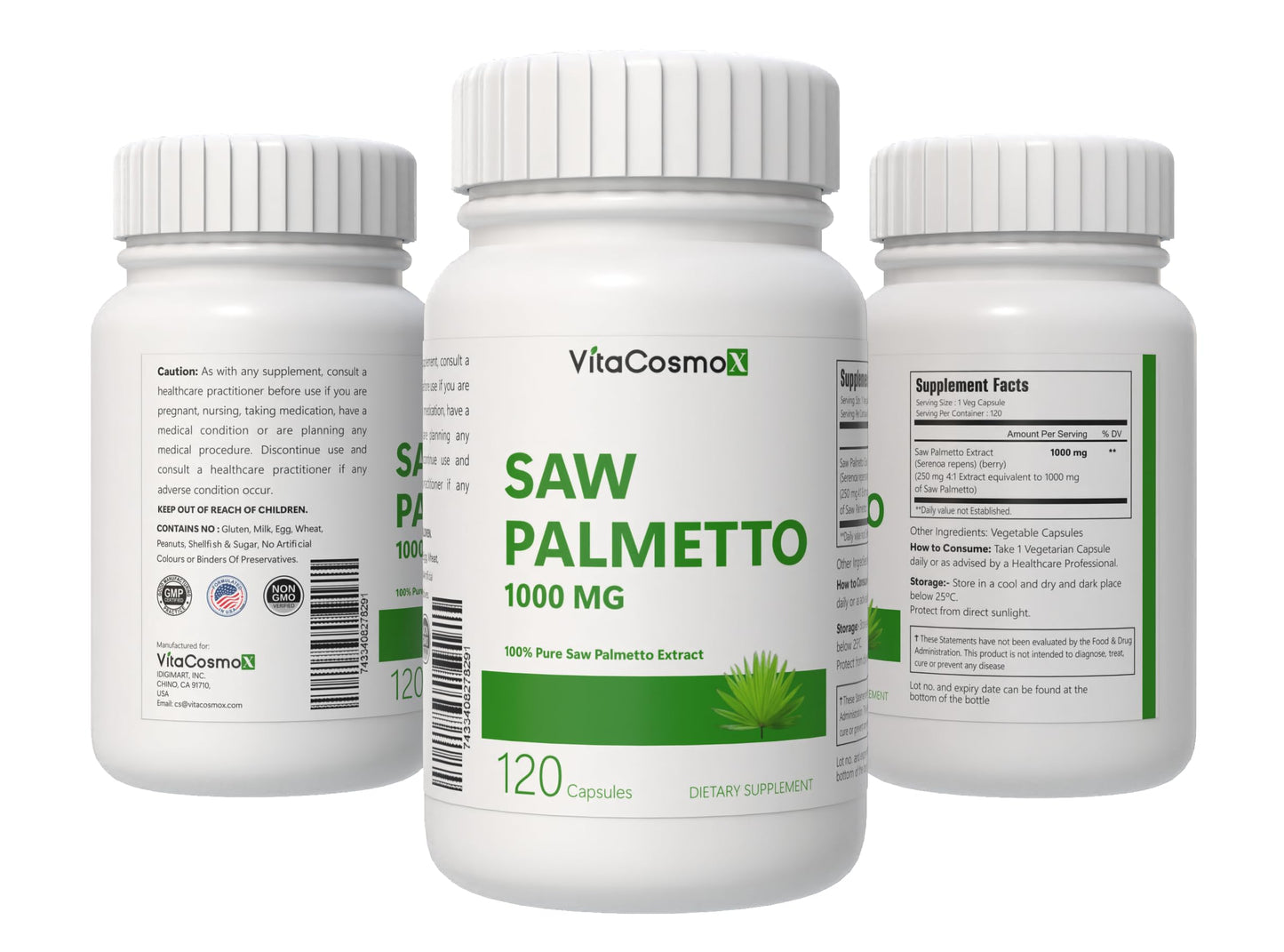 VitaCosmoX Saw Palmetto 1000mg Capsule, 1 Capsule