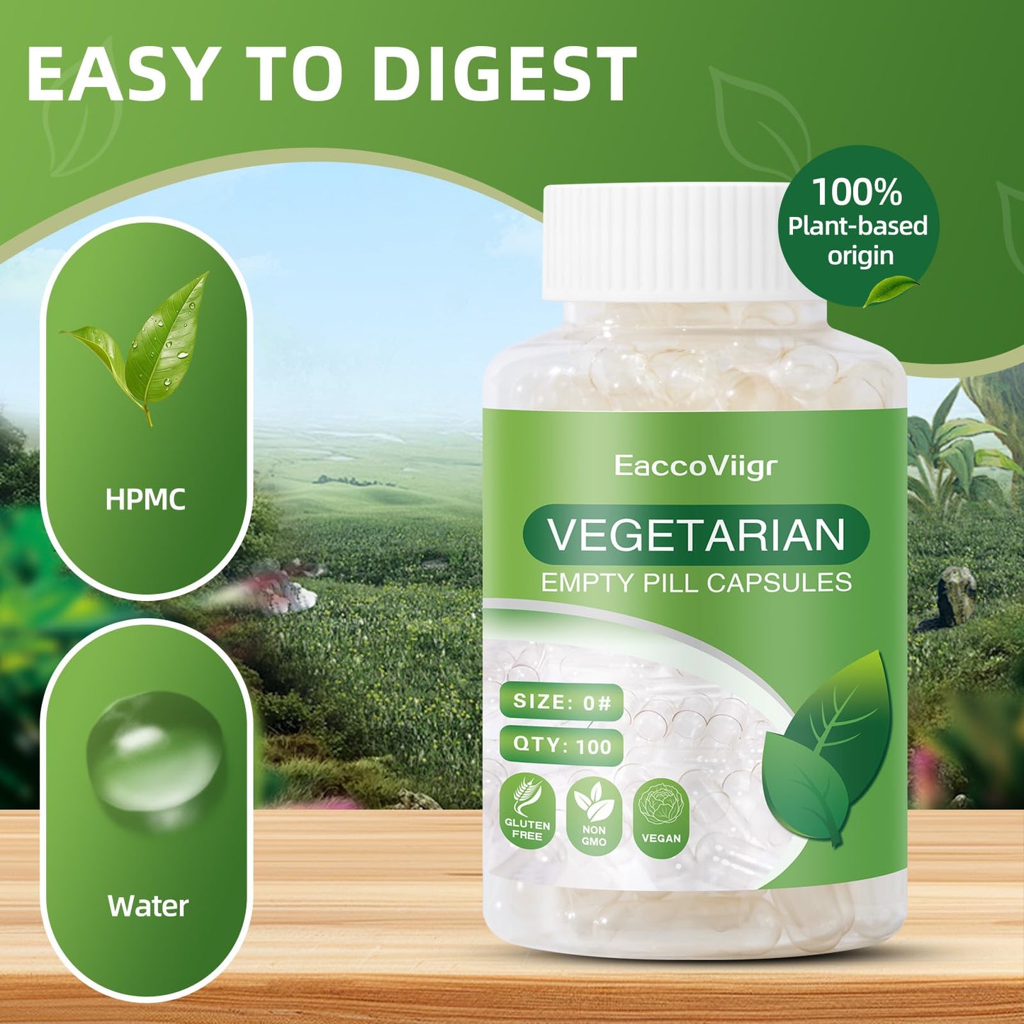 EaccoViigr Size 0 Empty Capsules, 1000 Capsules