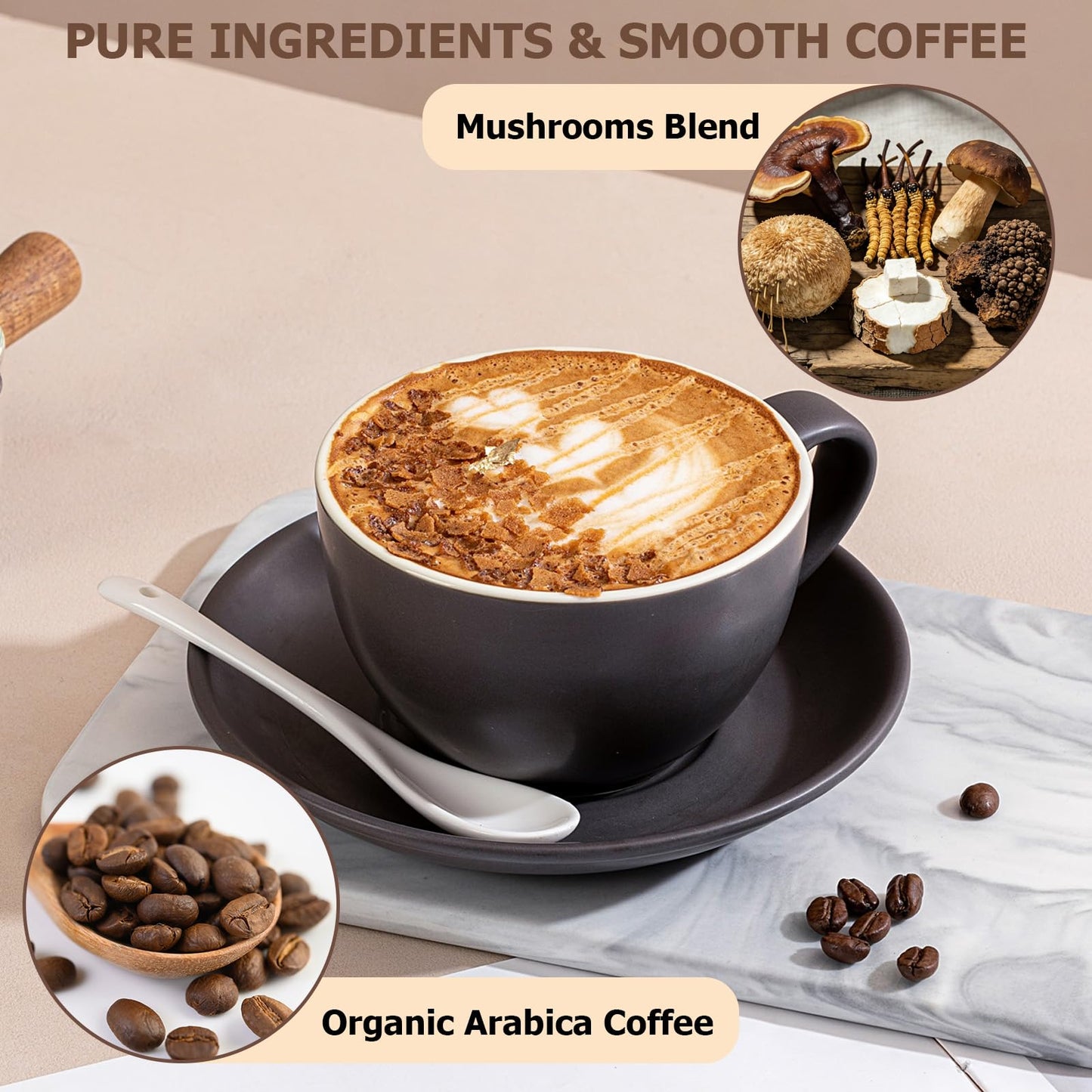 Healliance Organic Instant Mushroom Coffee Powder – Lion’s Mane Adaptogenic Blend, 4.23 oz