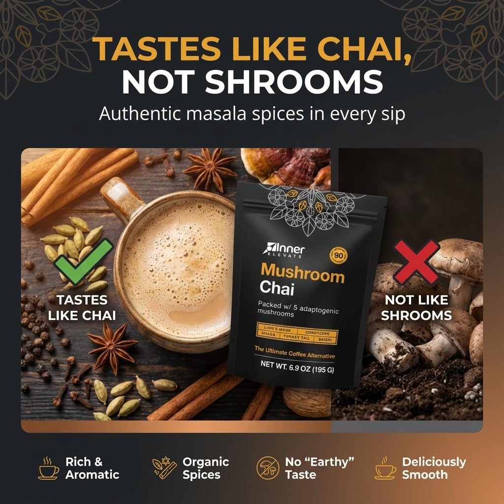 Inner Elevate Mushroom Chai Powder 6.9 Ounce (90 Servings)