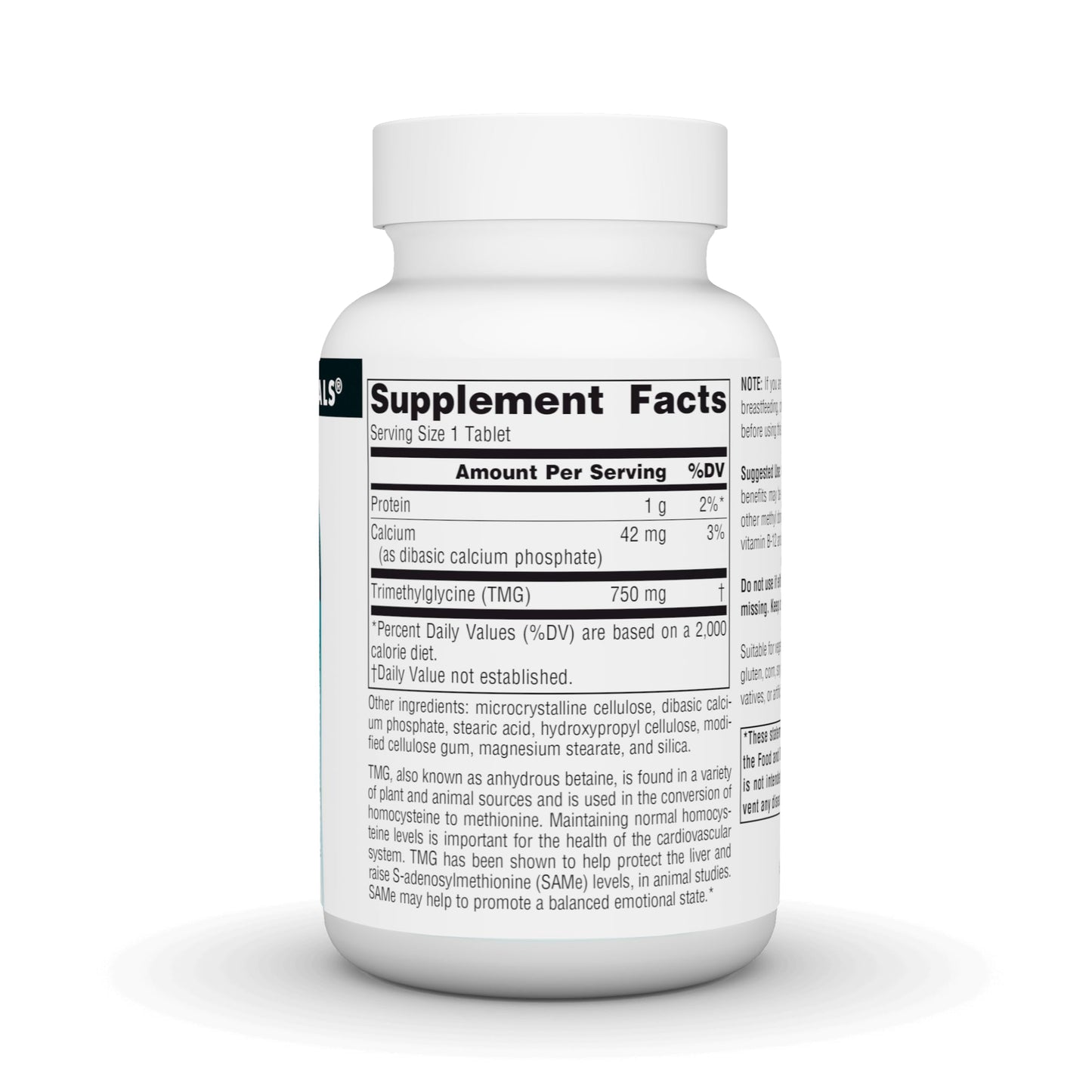 Source Naturals TMG Trimethylglycine (Anhydrous Betaine) 750 mg Tablets, 60 Count