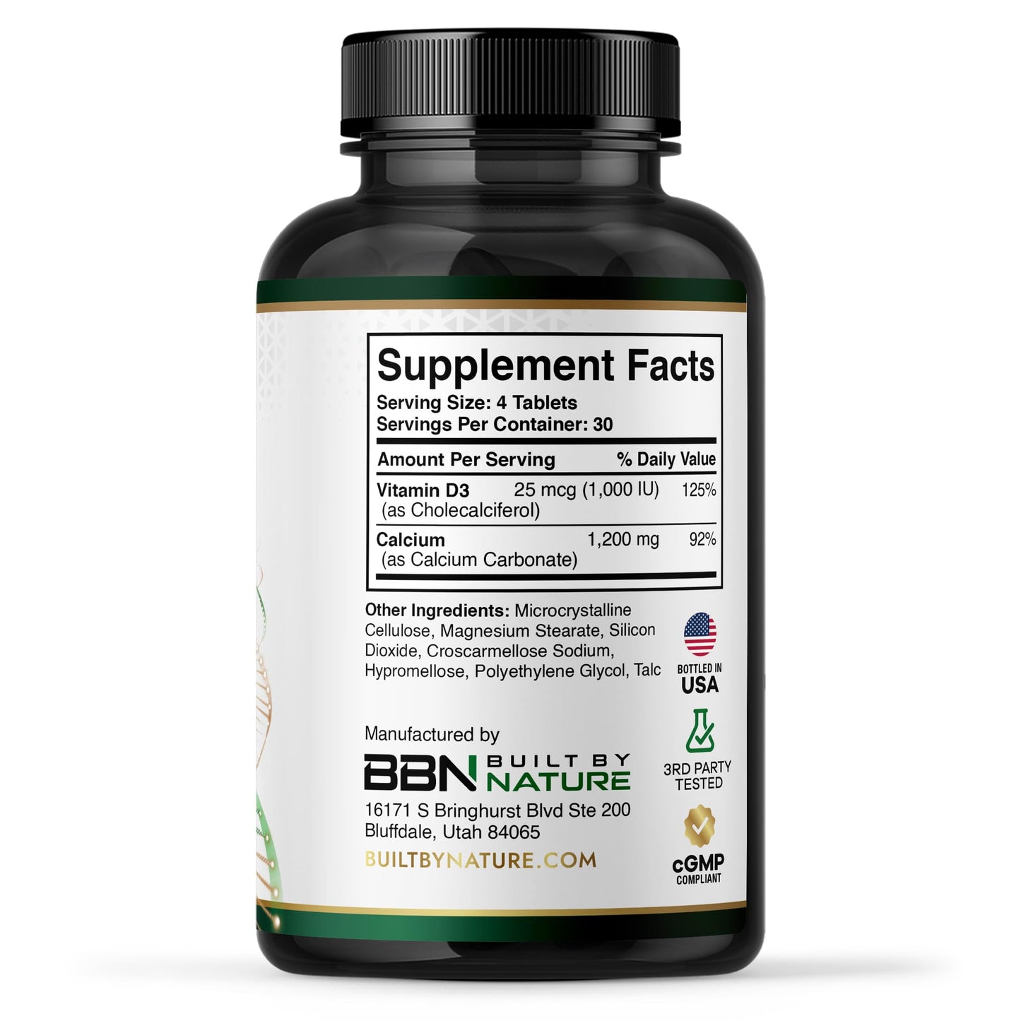 Built by Nature Calcium Supplement for Women 1200mg with Vitamin D3 Tablet, 120 Tablets