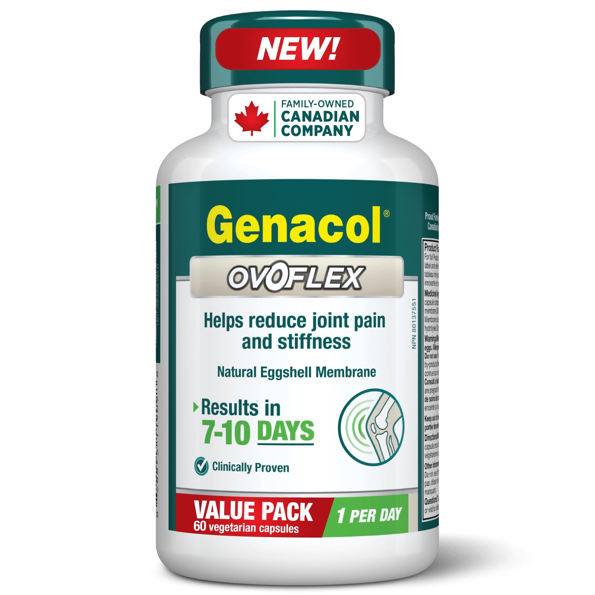Genacol Ovoflex Natural Eggshell Membrane Joint Supplement Capsule 60 Count