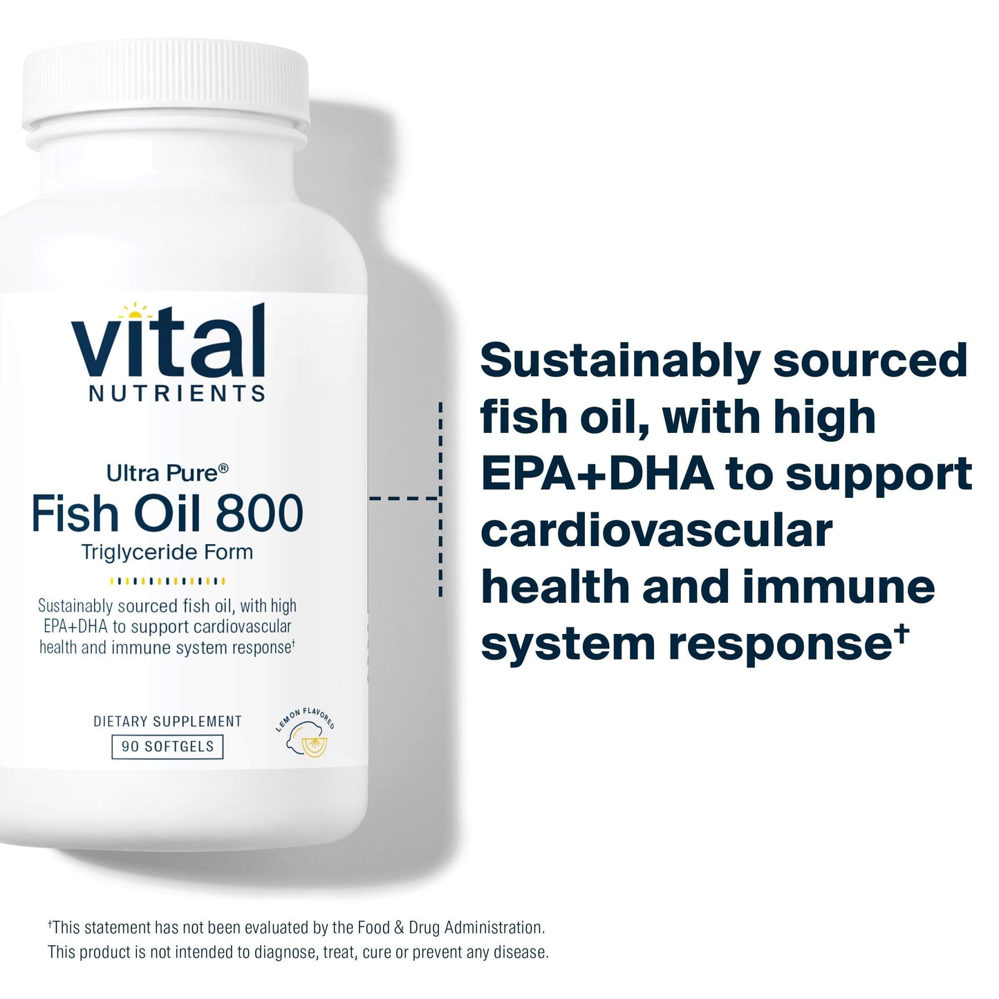 Vital Nutrients Ultra Pure Fish Oil 800 Triglyceride Form Capsules, 90 Count