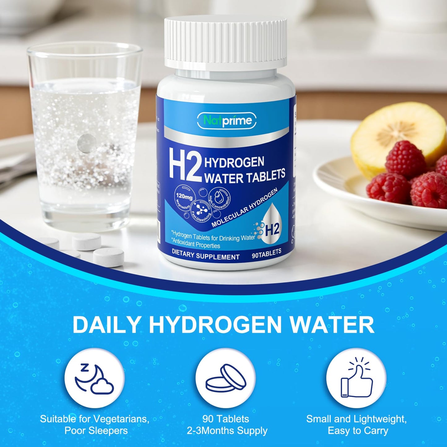 iNatprime Molecular H2 Hydrogen Water Tablet, 90 Tablets