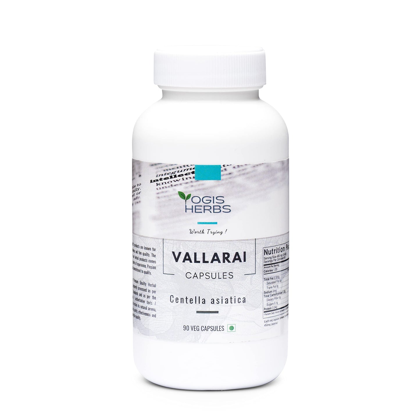 YOGIS HERBS Vallarai Capsules (Centella Asiatica/Gotu Kola) 90 Count