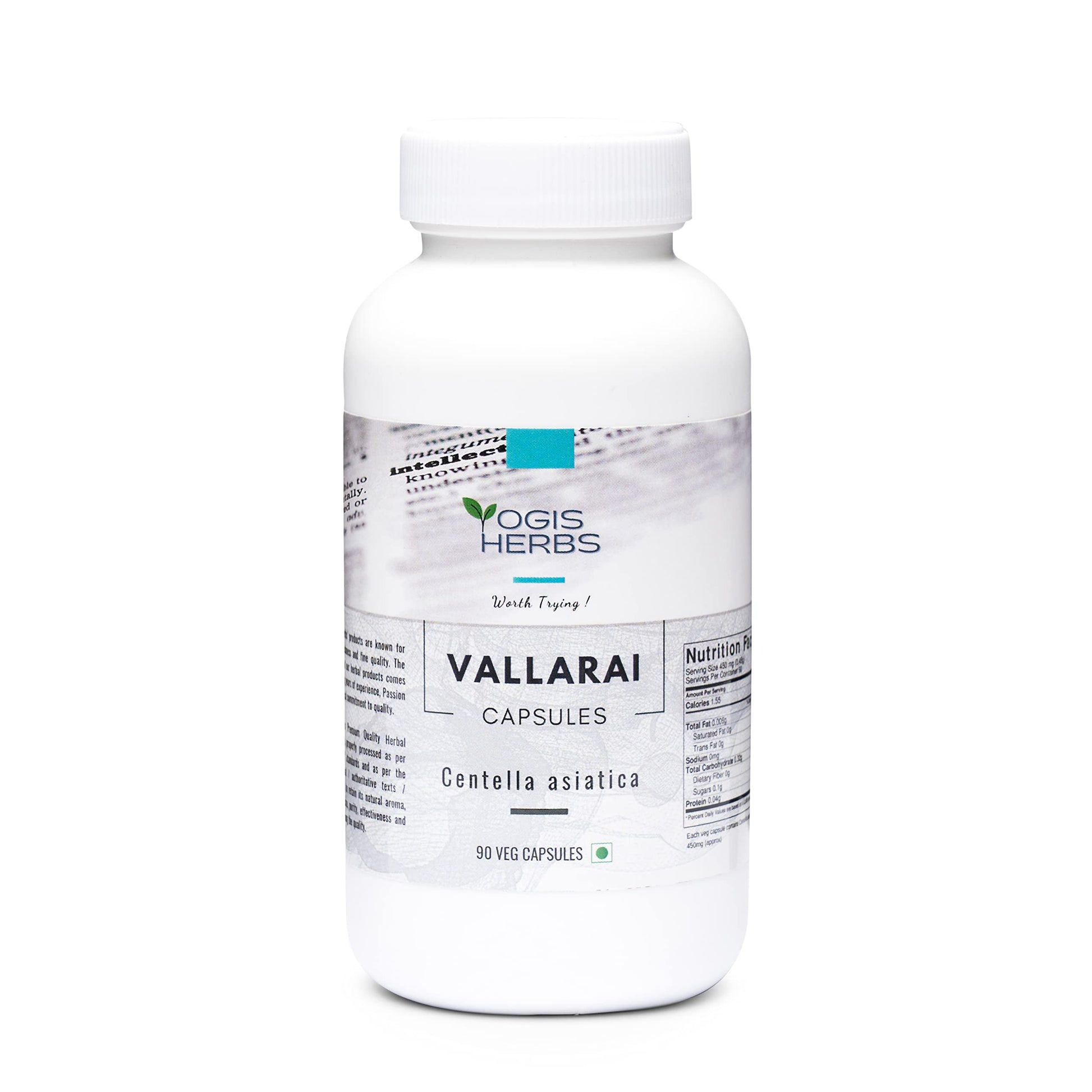 YOGIS HERBS Vallarai Capsules (Centella Asiatica/Gotu Kola) 90 Count