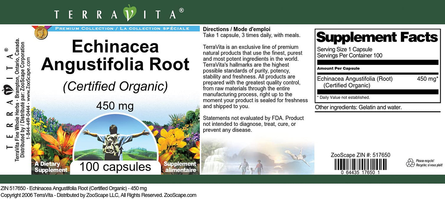 Terravita Echinacea Angustifolia Root Capsules 300 Capsules