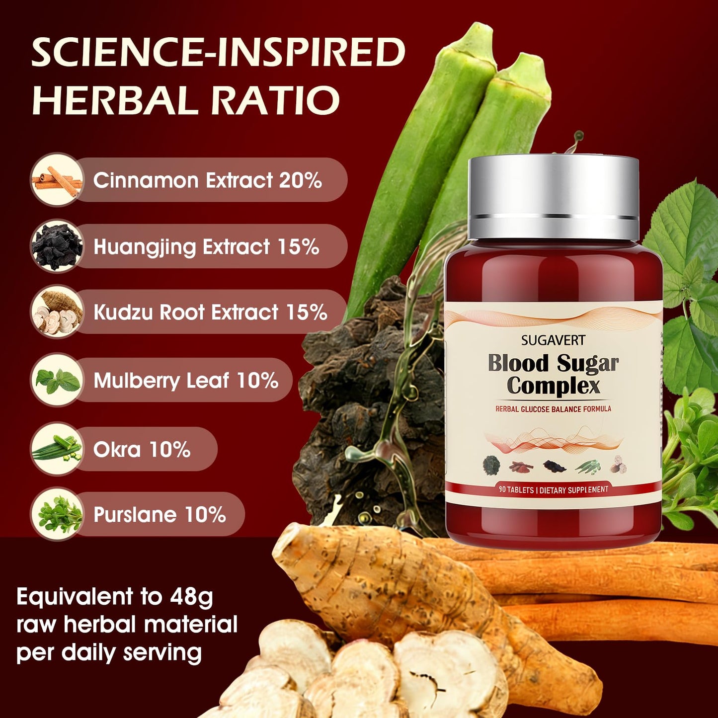 SUGAVERT Blood Sugar Complex Tablets, 90