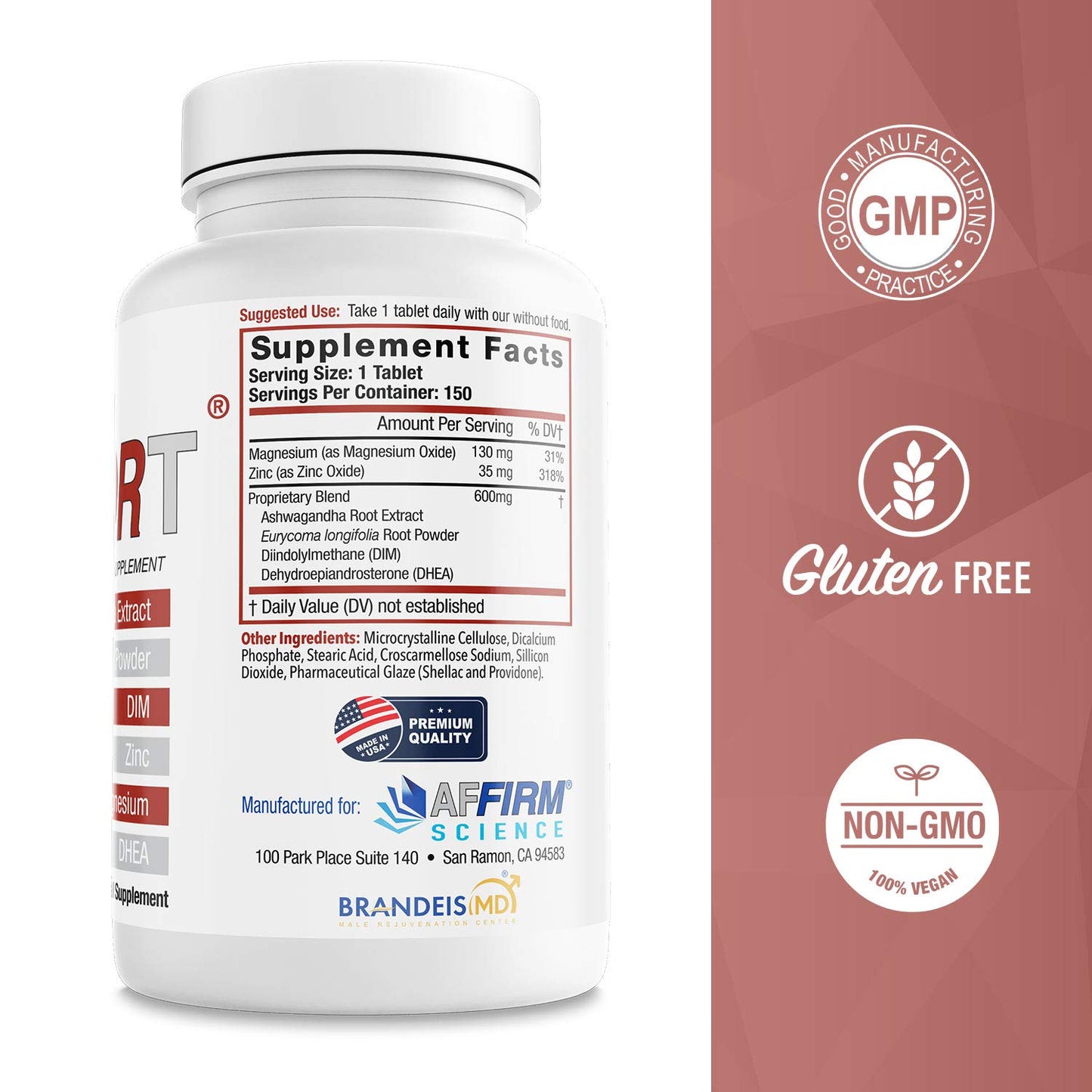Affirm Natural Testosterone Booster for Men Tablet 150 Count