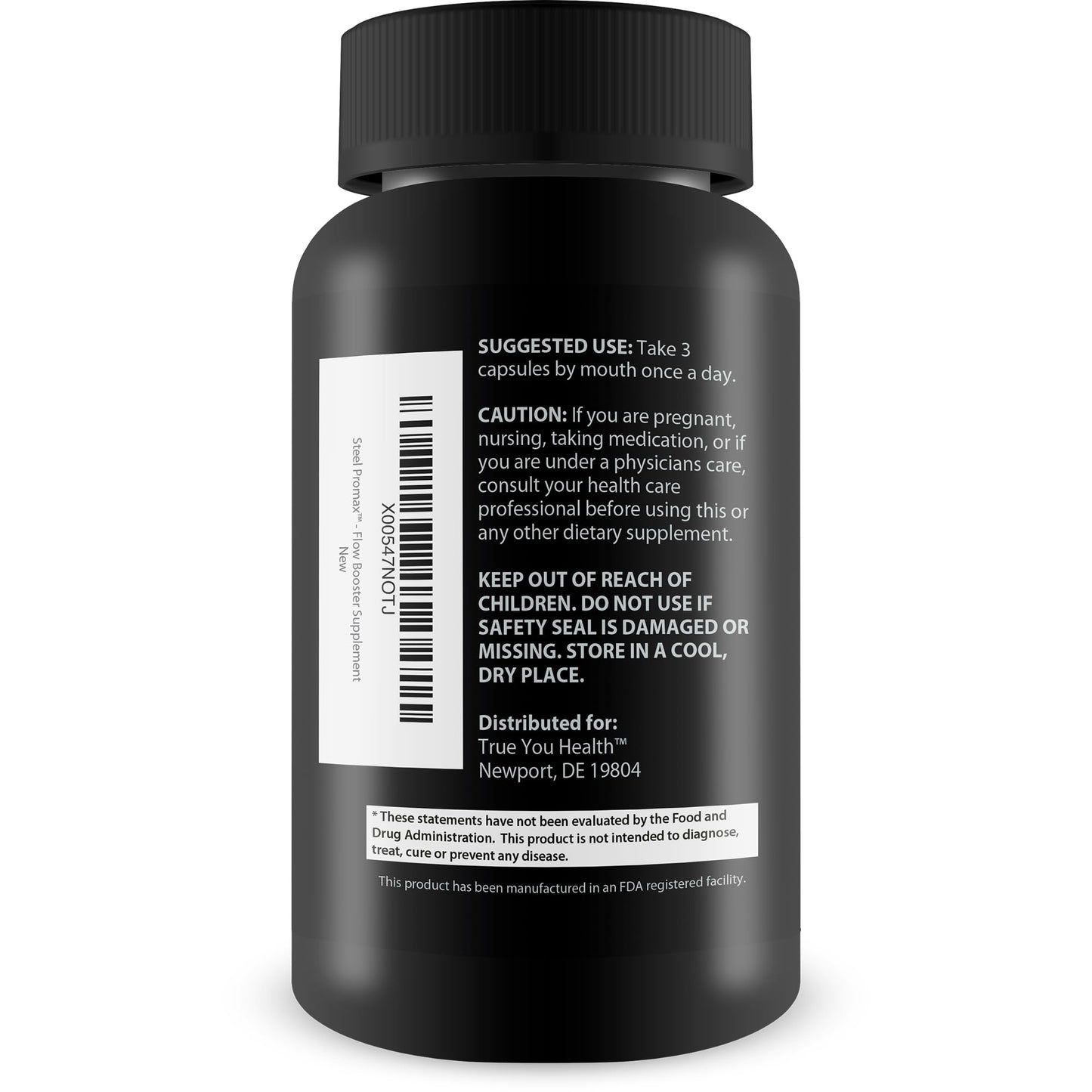 True You Health Steel Promax Extra Strength Stamina & Blood Flow Pills for Men Nitric Oxide Booster Steel Power Supplement Max Steelpower Male, 90 Capsules