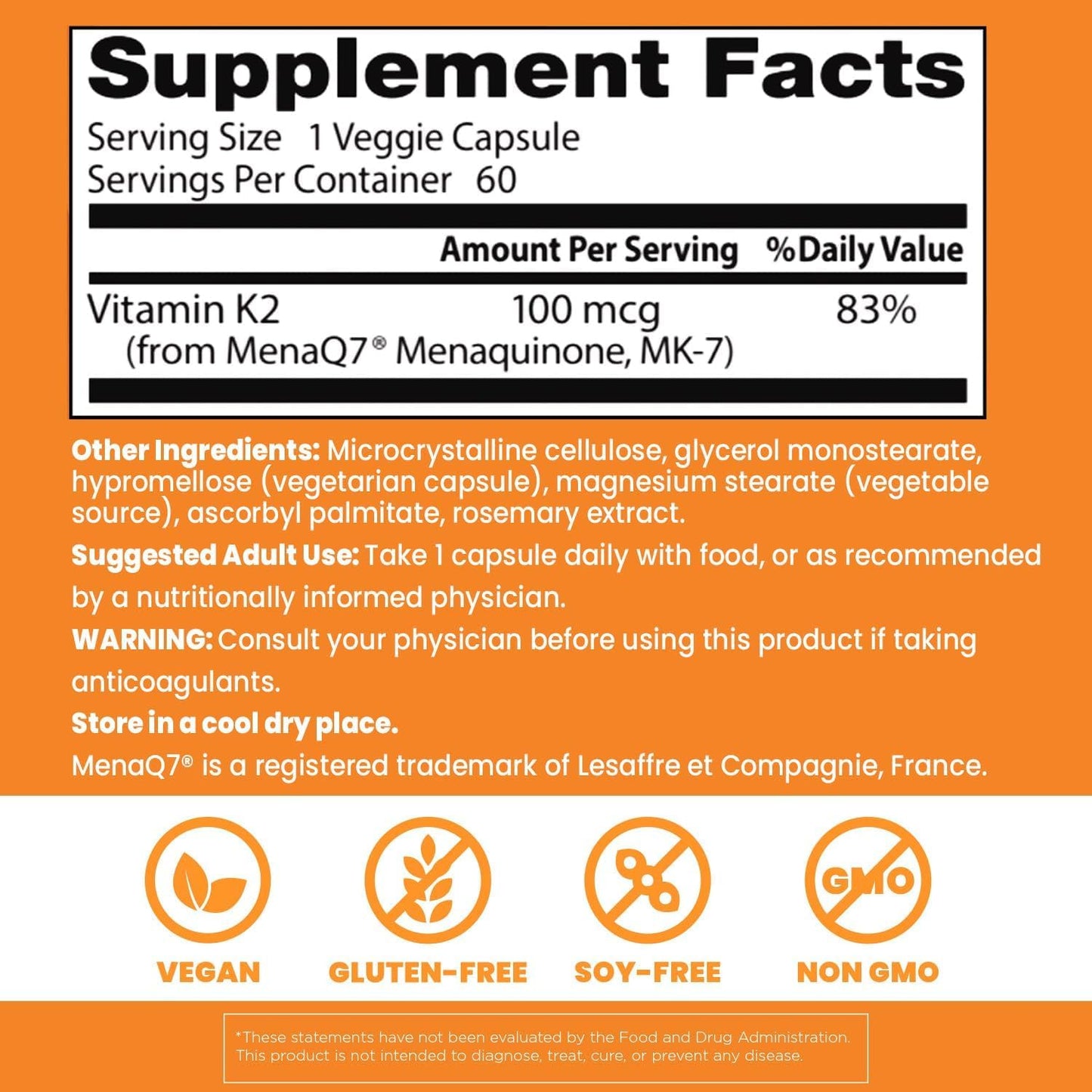 Doctor's Best Vitamin K2 MK7 Capsule, 60 Veg Caps