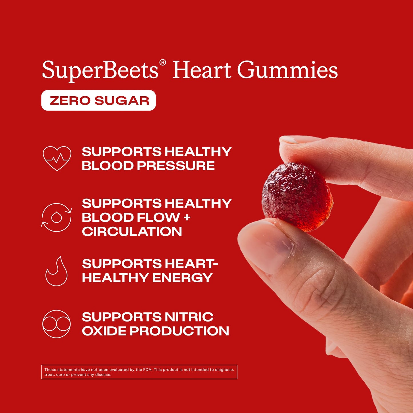 HumanN SuperBeets Heart Gummies Zero Sugar, Pomegranate Berry Flavor, 120 Gummies