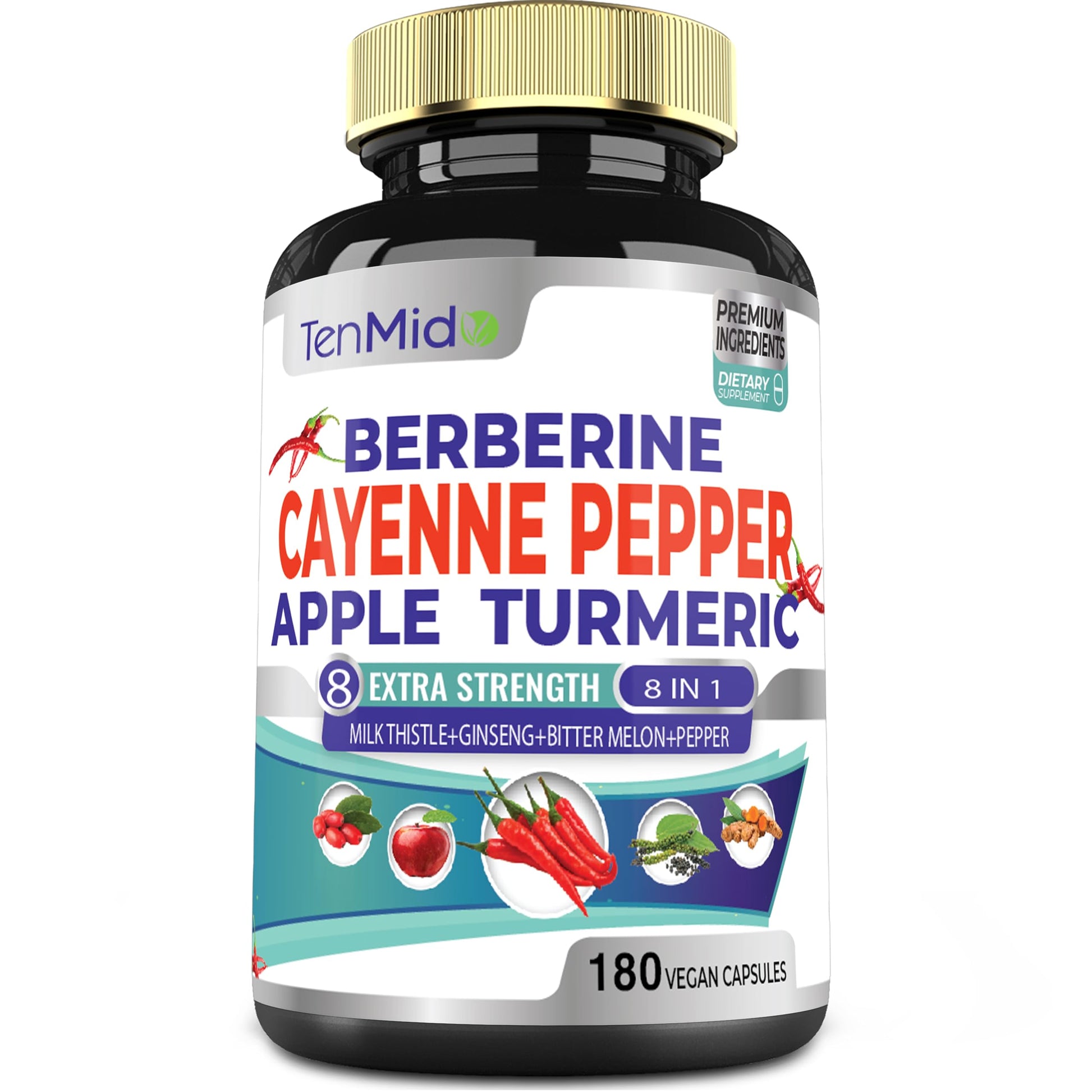 Tenmido Cayenne Pepper Supplements Extract Capsules 180 Count