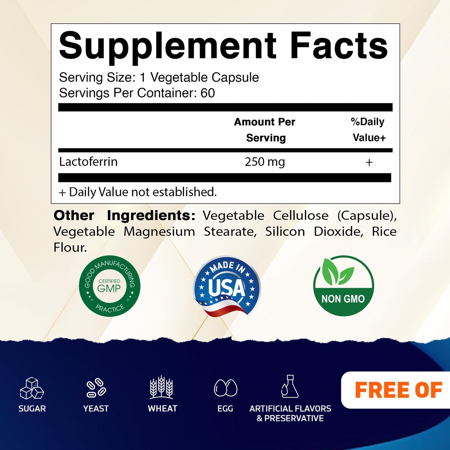Vitamatic Lactoferrin 250mg Capsule, 60 Count