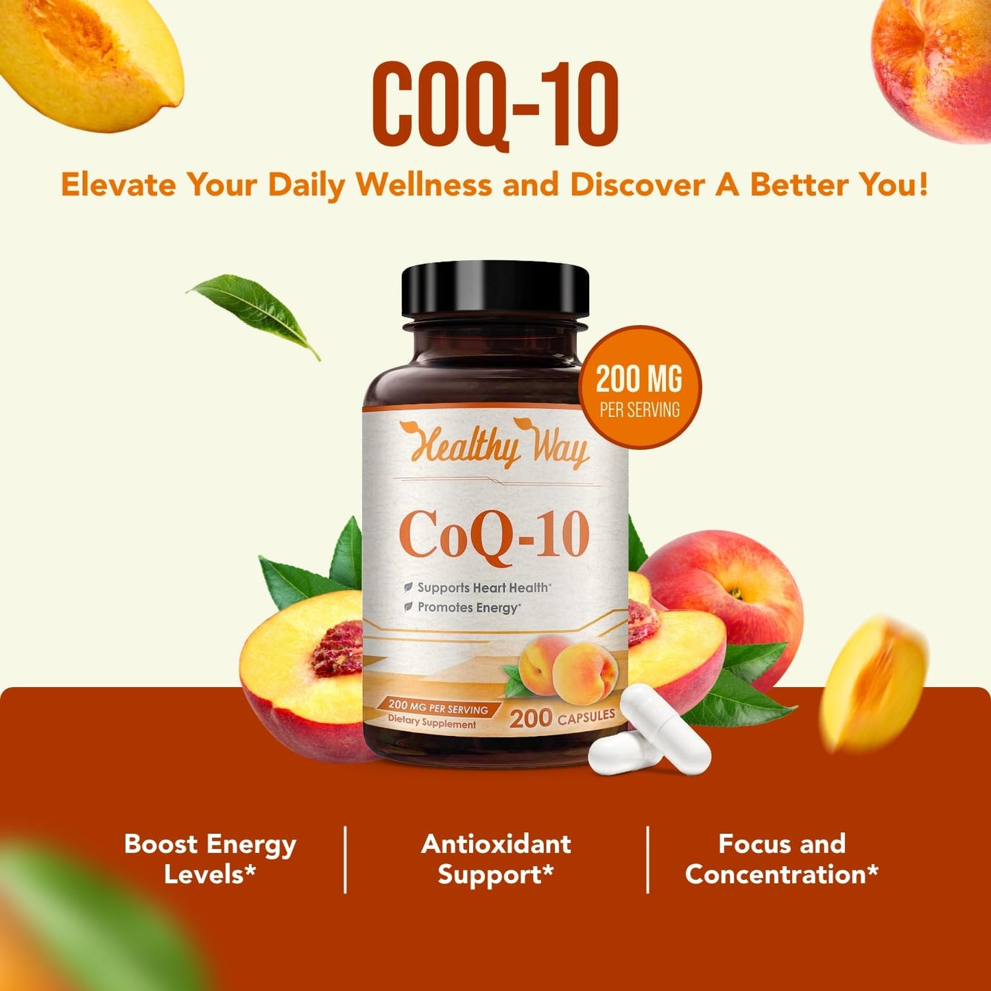 HealthyWayRx Coenzyme Q10 200mg Capsules, 200 Count