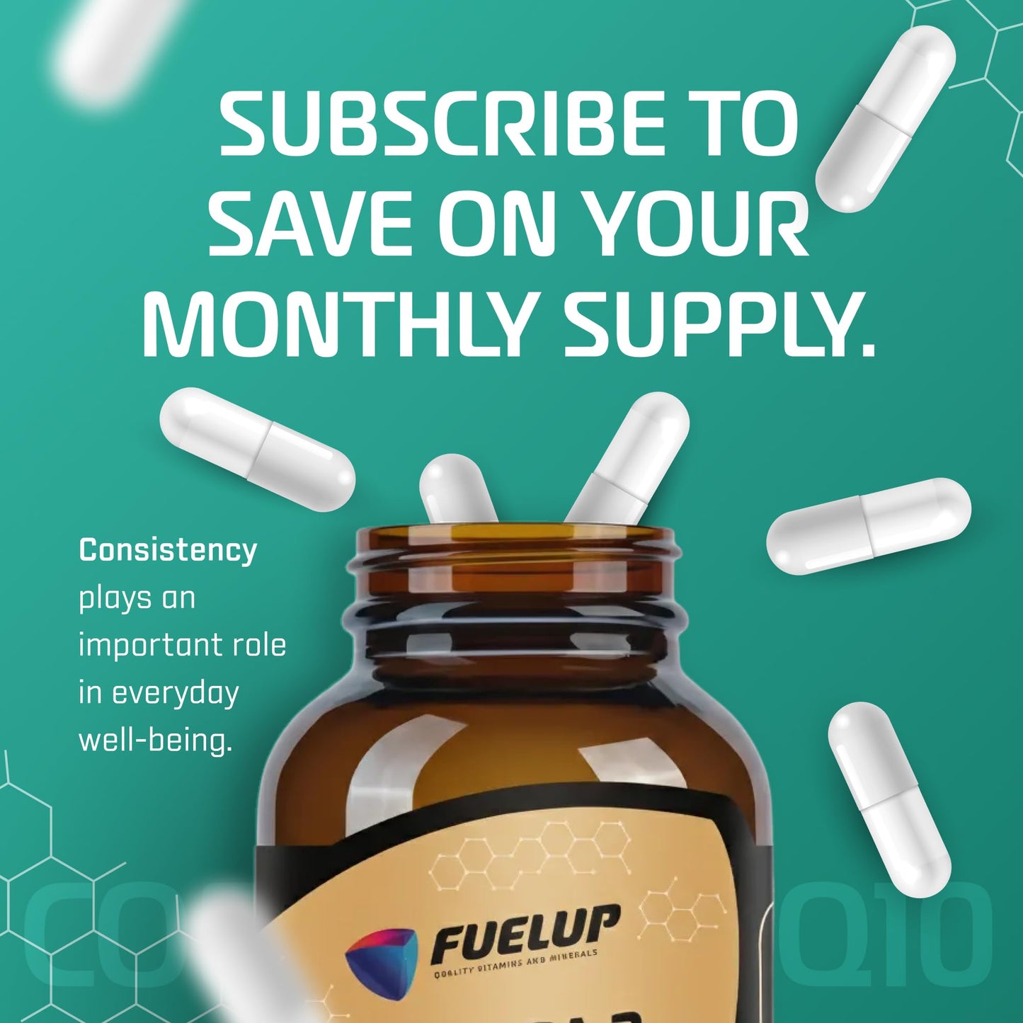 Fuelup Coenzyme Q10 100mg Ubiquinone 100 Vegetable Capsules, 100 Capsules