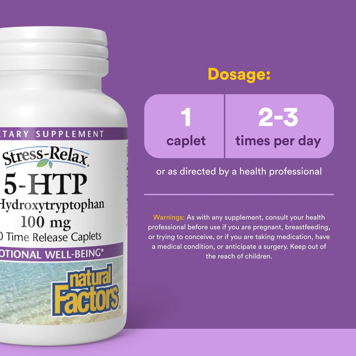 Natural Factors Stress-Relax 5-HTP 100 mg Caplet 120 Count