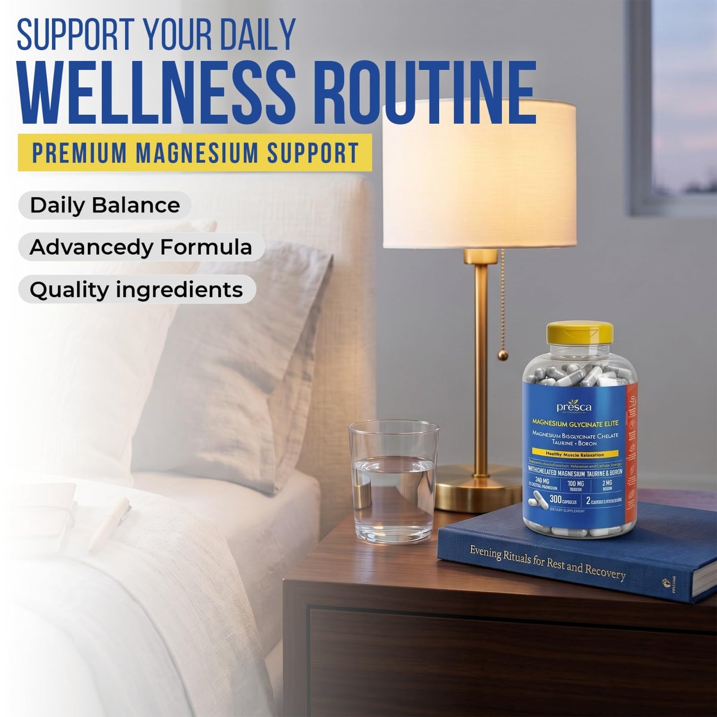 Presca Magnesium Glycinate Elite 342mg High Absorption Supplement Capsule 300