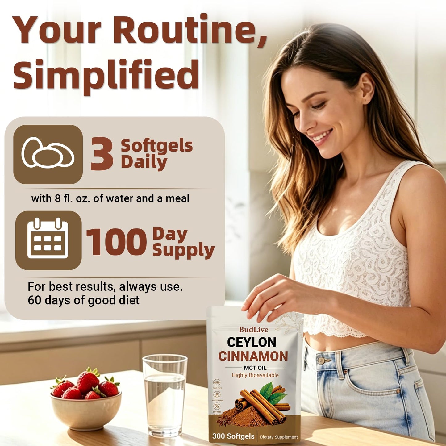 BudLive Ceylon Cinnamon Softgels, 300 Softgels